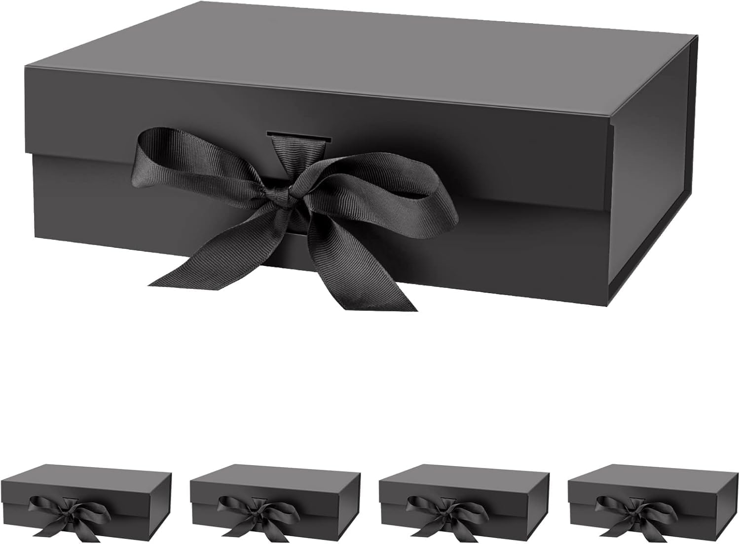 DAIYEE 5-Pack Large Magnetic Lid Gift Boxes with Ribbon Closure - 26X19X8Cm Luxury Black Decorative Packaging for Multi-Occasions image number 5