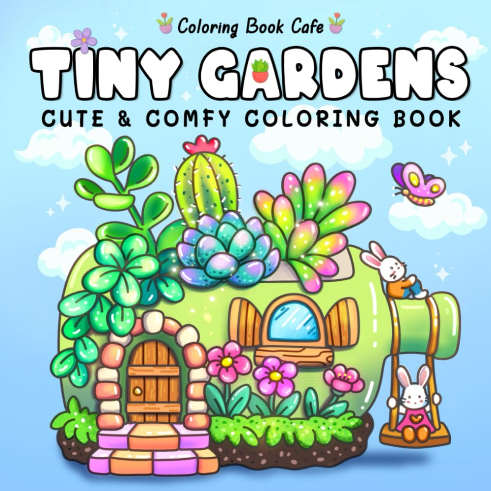 Tiny Gardens: Cute & Comfy Coloring Book for Adults and Teens Featuring Adorable Garden Scenes image number 3