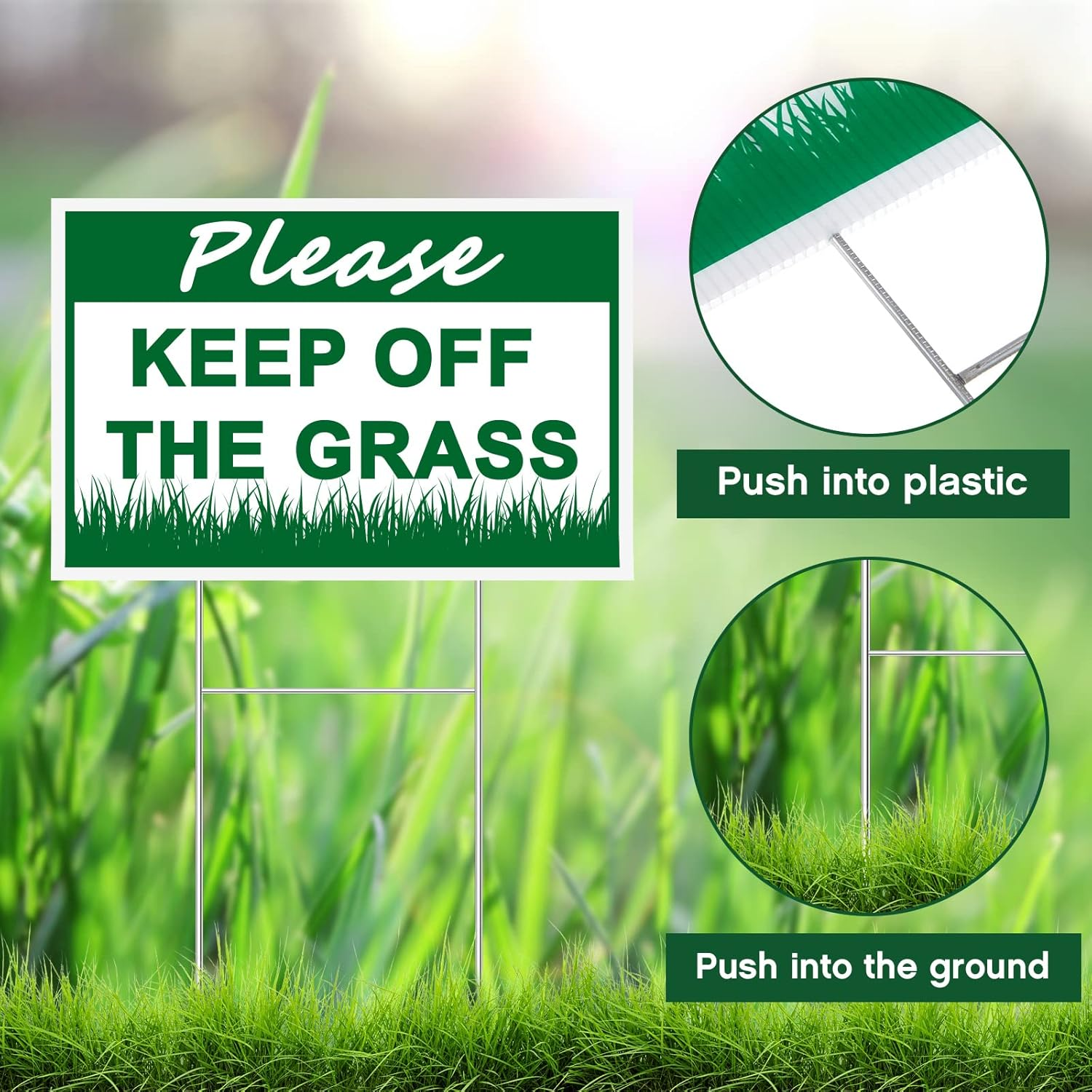Juexica 6 Pcs Please Keep off Grass Sign - Double Sided Plastic Lawn Garden Sign with 6 Strong H Stakes for Yard Decorations - Dogs People Stay off Your Lawn, Easy Install (8 X 12'')