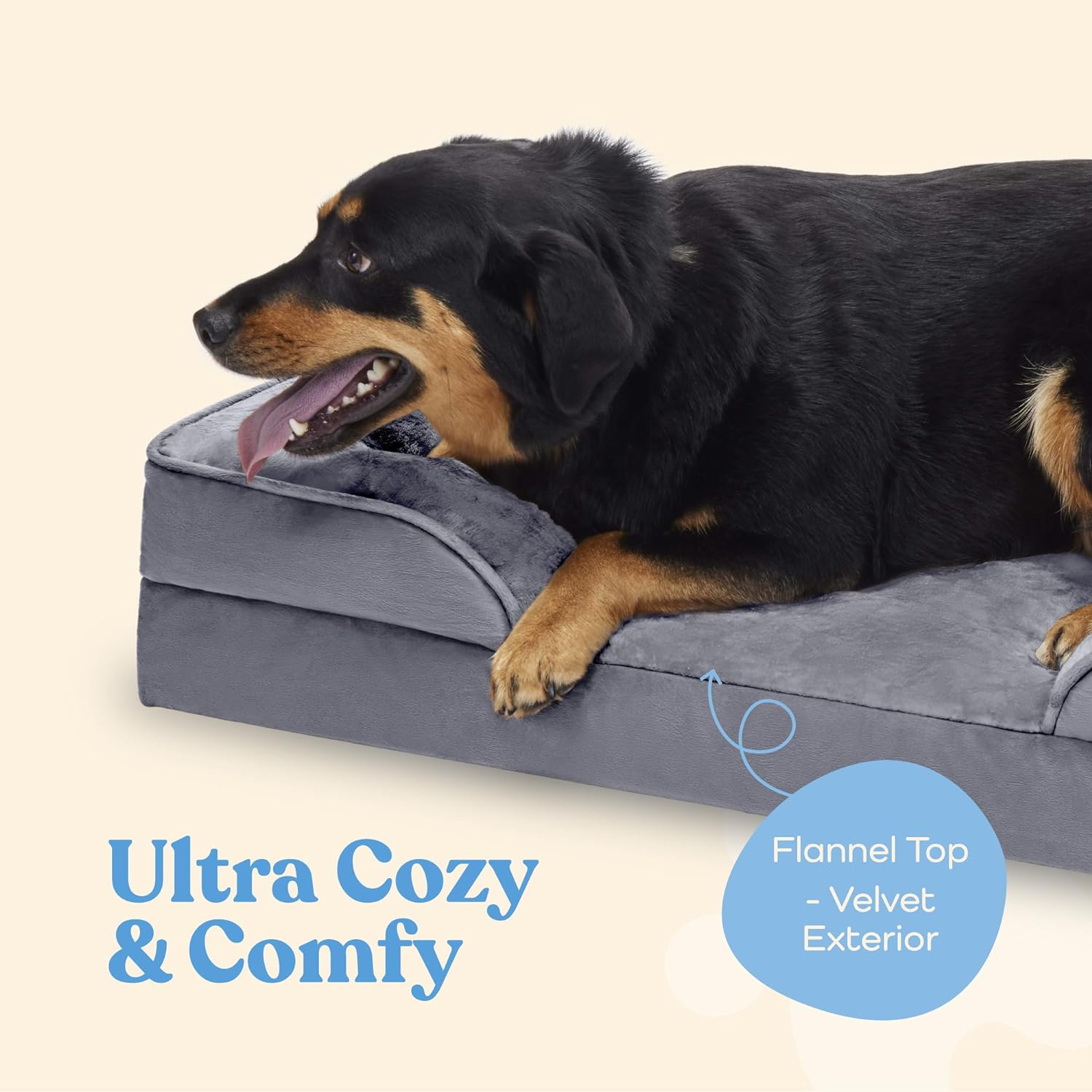 Orthopedic Sofa Dog Bed - Ultra Comfortable Dog Bed for Medium Dogs - Breathable & Waterproof Pet Bed- Egg Foam Sofa Bed with Extra Head and Neck Support - Removable Washable Cover with Nonslip Bottom image number 2