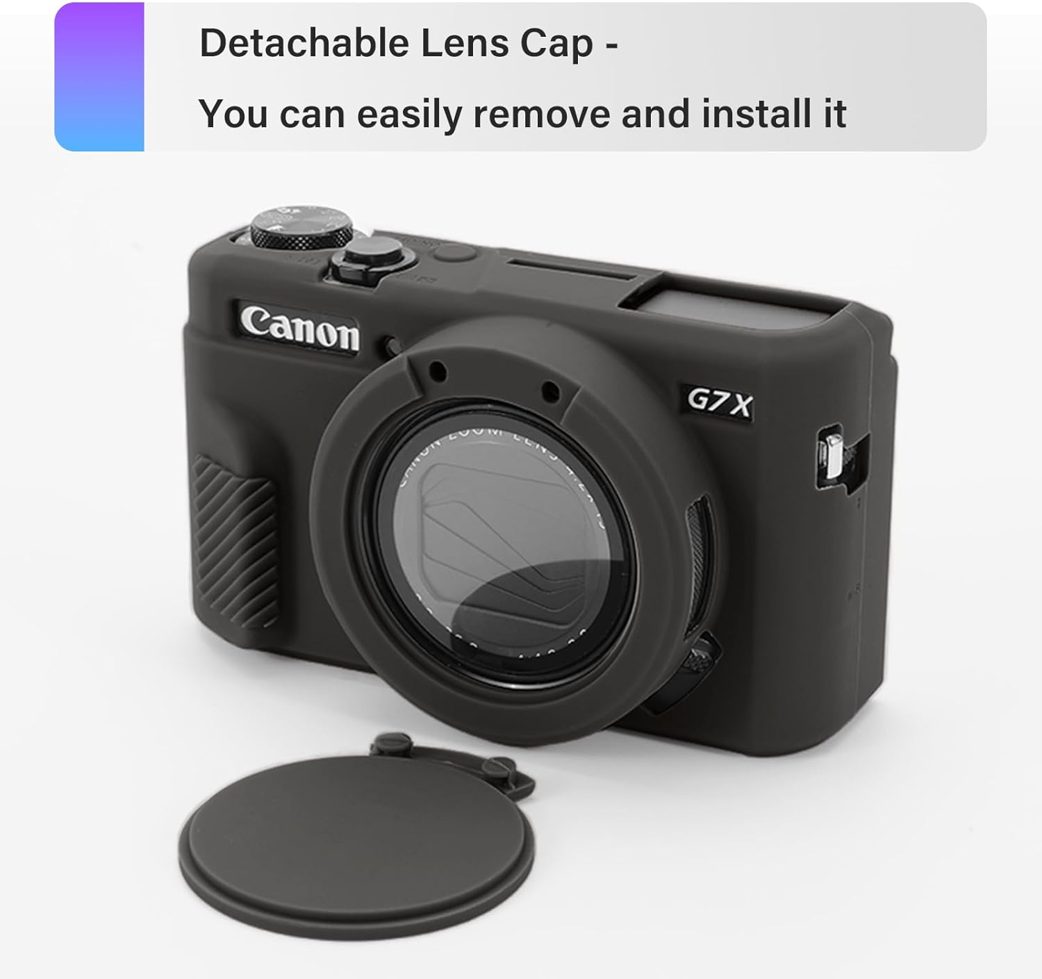 TYUANDOUER G7X II Camera Case & LCD Screen Protector Accessories Kit, Soft Silicone Case for Canon Powershot G7X Mark II Camera, Lightweight Skin Body Protective Rubber Cover for G7XII G7X2 - Black image number 1