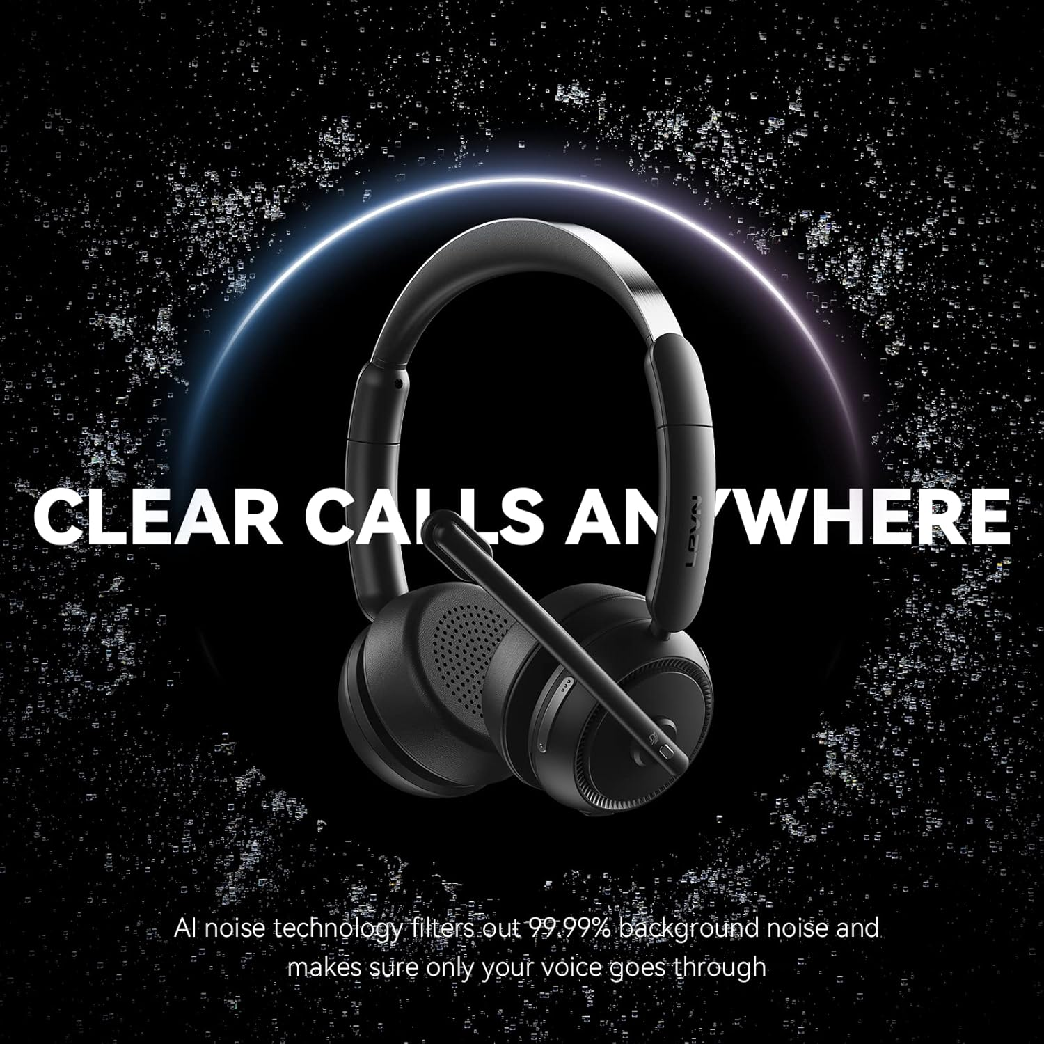 Wireless Headset with Mic for Work, Bluetooth Headset with Microphone (Noise Cancelling & Mute Button), Wireless Headphones with Mic for Work from Home/Office/Pc/Call Center/Computer/Laptop/Teams/Zoom image number 3