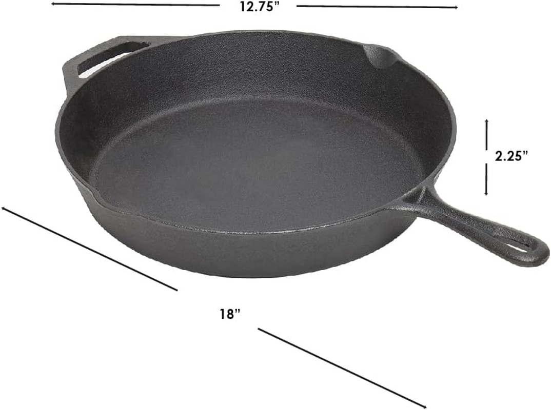 Home Basics Cast Iron Pre-Seasoned Cookware | 8", 10.5", 12" round with Pour Spout | 10" Square | 19" Griddle (12" Round) image number 3