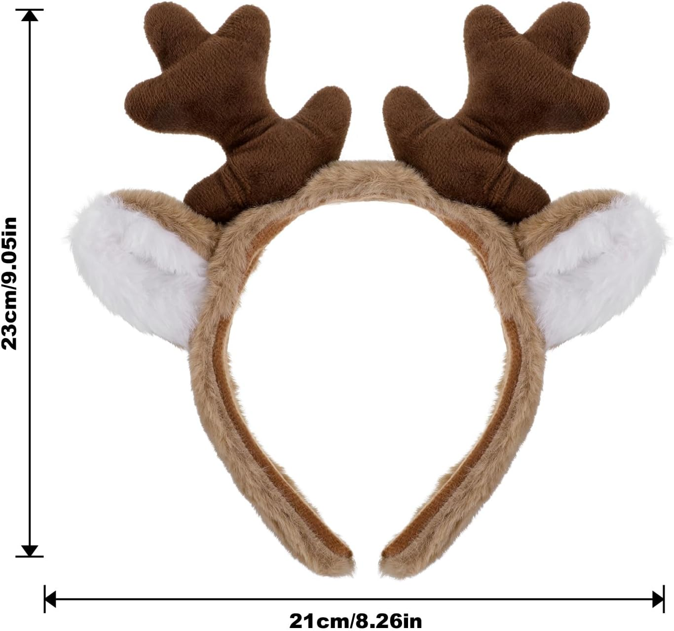 Qianyu Reindeer Antlers Headband Animal Ears Hairband Fluffy Deer Antler Hair Accessories for Party Cosplay Costume Christmas Halloween image number 4