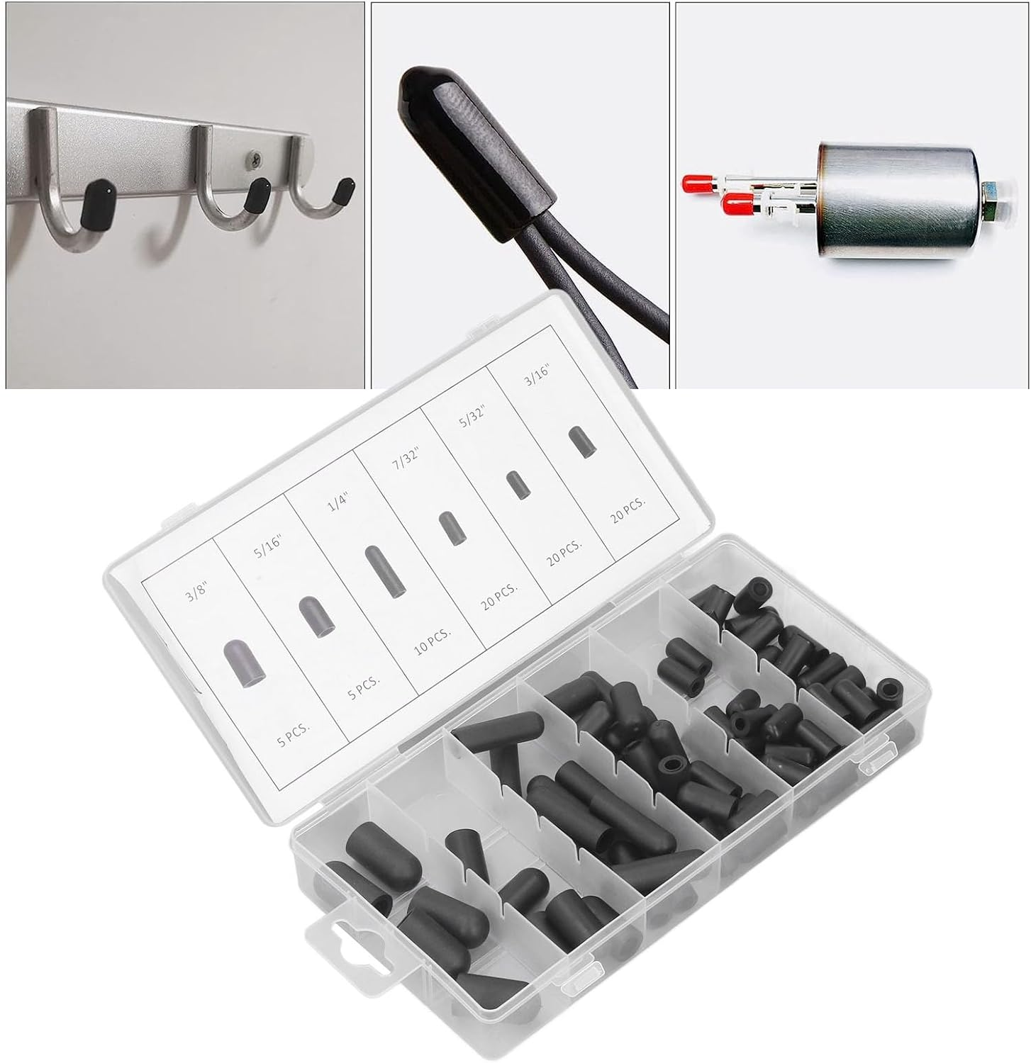 80PCS Rubber Vacuum Hat Plug Assortment Kit, High Temperature Resistant, Leakage Proof, Flexible, Easy Carrying, for Car Carburetor Manifold image number 6