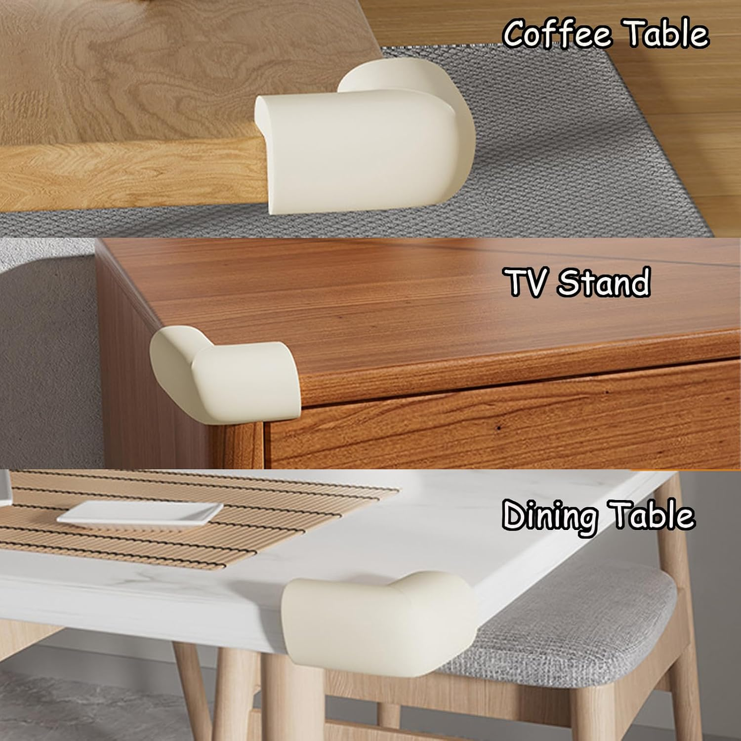 10Pcs Corner Protector, Edge and Corner Protector Baby Proofing, Thick NBR Safety Bumper Strips with Adhesive, Easy-Clean Furniture Guards for Tables, Cabinets, Counters (Beige) image number 6