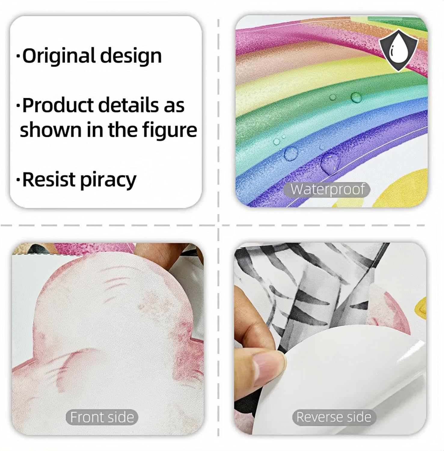 Large Rainbow Wall Stickers Jungle Animals Wall Decals, Kids Baby Girl Sun Cloud Wall Stickers for Bedroom Living Room Classroom Decor Colorful image number 4