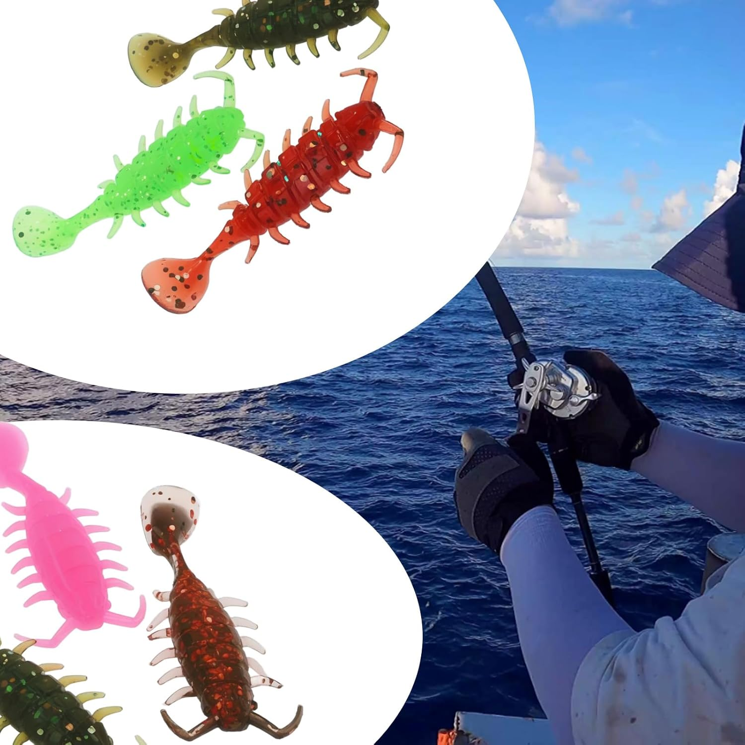 Briny River 50Pcs Insect Soft Fish Bait 3.5Cm Worm Shape Plastic Fishing Lures Suitable for Freshwater Seawater Fish image number 5