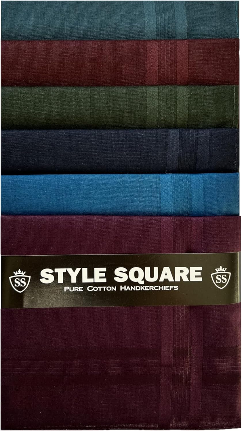 Style Square Men'S Handkerchiefs, 100% Pure Soft Cotton Handkerchief, Pattern Coloured Pocket Square Hankies, Great Gift, 43 X 43 Cm - Assorted Set Of 6 - As-80280 image number 5