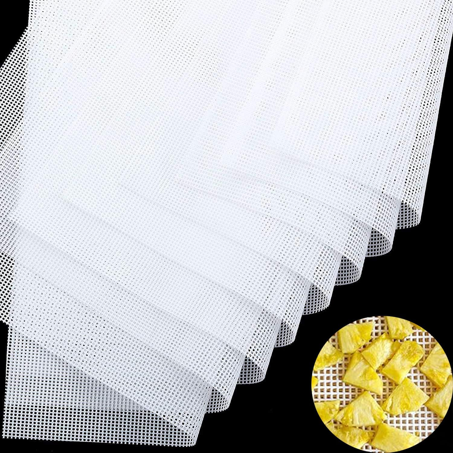 8Pcs Food Fruit Dryer, Silicone Dehydrator Sheets, Steamer Mesh Mats for Food Dehydrator and Freeze Dryer, Reusable Non Stick Fruit Dehydrator Sheets, Dehydrator Tray Liner, Baking Mats image number 5