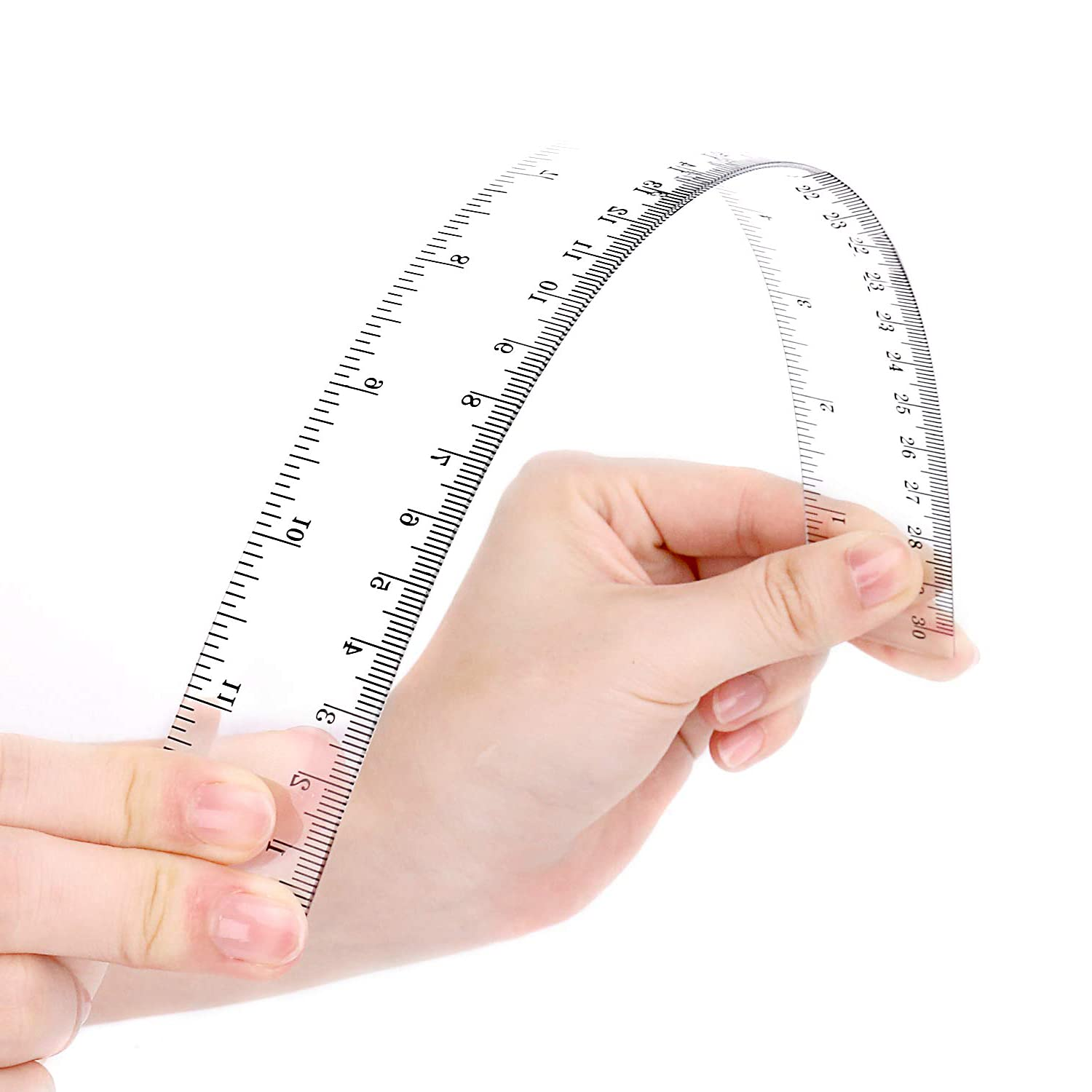 4 Pack 6+12 Inch Straight Rulers,Clear Plastic Ruler, Centimeter and Inch Ruler Suitable for Student School and Office Study Drawing Measuring Standard image number 2