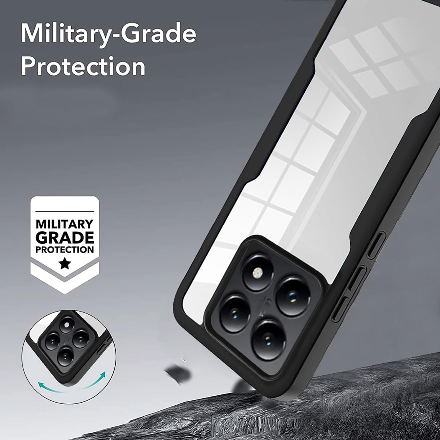 BORYA Silicone Case for Xiaomi 14T Pro 5G, Premium PC + TPU Mobile Phone Case, Soft Ultra Thin Shockproof Transparent Protective Case [Built-In Screen Protector], Blue - Blue image number 3