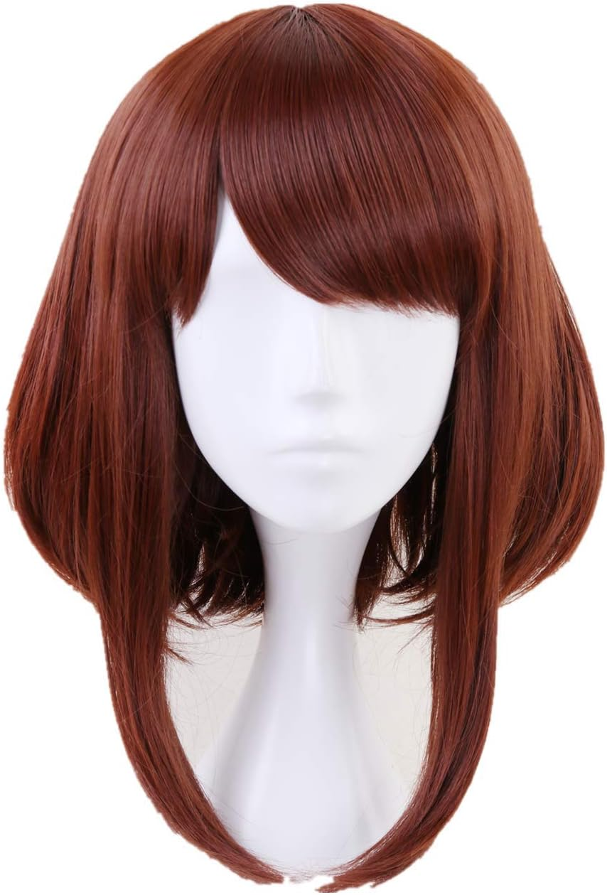Topcosplay Wig Cosplay Wig Anime Short Wig Green Black for Halloween, Costume, Carnival, Fancy Dress (Brown) image number 2