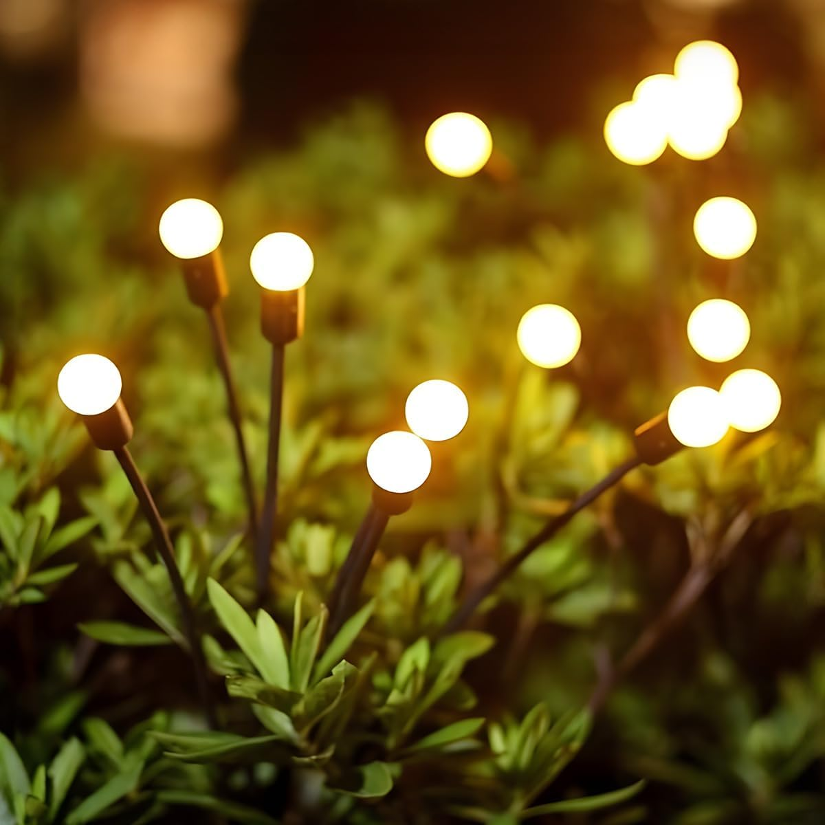 2 Pack Solar Fairy Lights Outdoor, 6 Head Each Total 12 LED Firefly Lights IP65 Waterproof Solar Starburst Swaying Lights for Garden Christmas Diwali Patio Decorations - Warm White image number 5