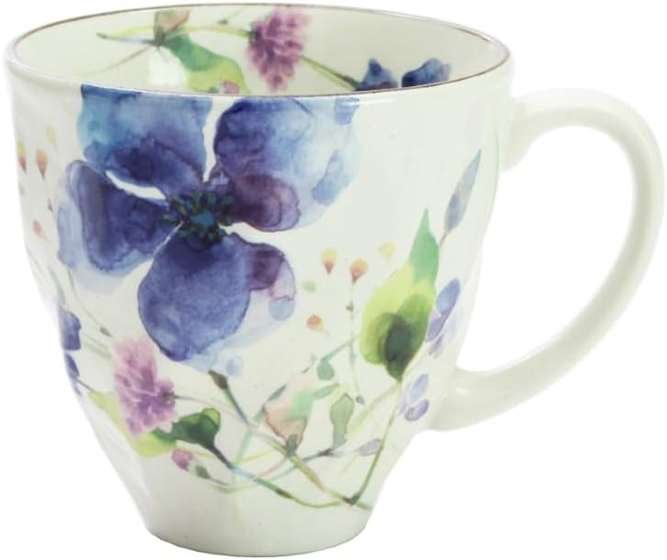 Ceramic Indigo, Flower Watercolor Mug, Clematis, Size: Approx. &Phi;3.5 Inches (9 Cm), H 3.5 Inches (8.9 Cm), 01813