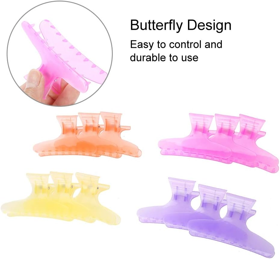 12 Pcs/Set Butterfly Holding Hair Clip, Salon Hair Clip, Hair Section Claw Clips, Hairdressing Tool (Crystal Hair Clip) image number 1