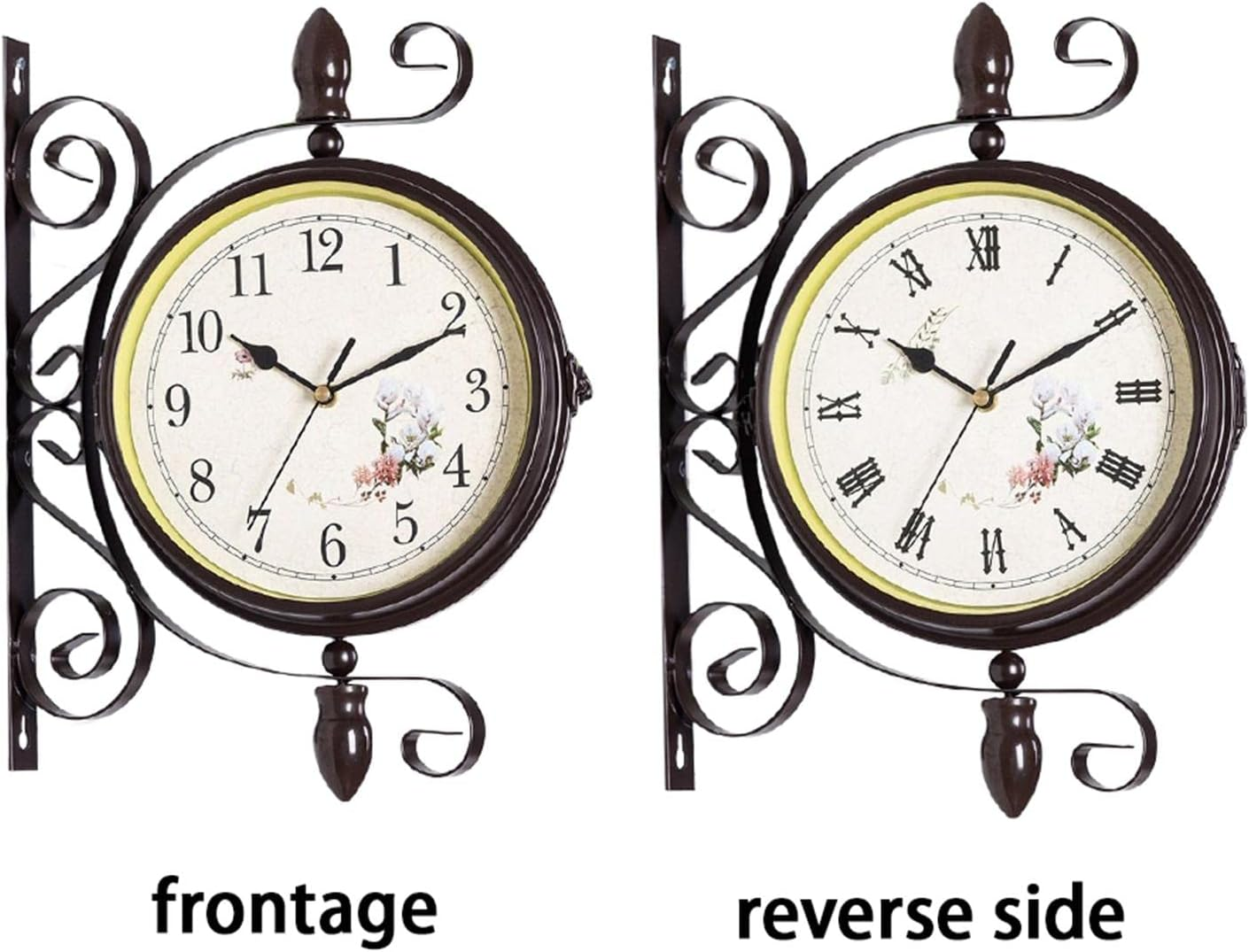 B Baosity Retro Style Double Sided Wall Clock Decor Quiet Battery Powered Wall Mount Clocks for Bedroom, Indoor, Outdoor, Garden, Home, Kitchen image number 2