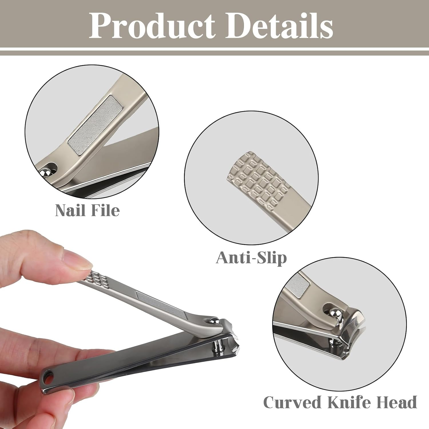 Teccfly 2Pack Nail Clipper Set,Ultra Sharp Stainless Steel Toenail Clippers & Fingernail Cgutters with Non-Slip Design- Manicure Pedicure Kit with Nail File,Travel Nail Kit for Men Women