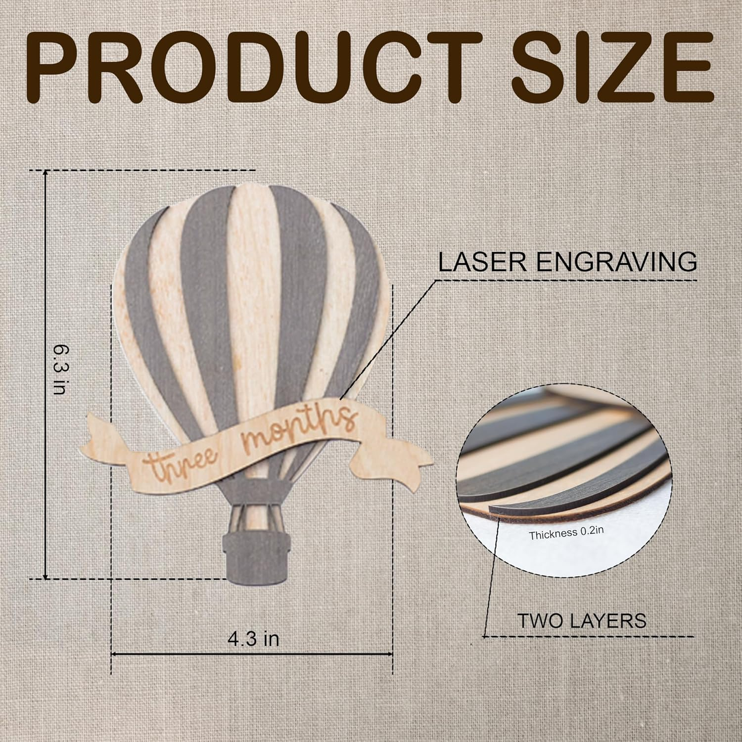 Baby Monthly Milestone Cards - Wooden Monthly Milestone Discs - Newborn Photography Props to Document Your Baby&acute;S Growth - Baby Announcement Sign (Air Balloon), BMM01 image number 6