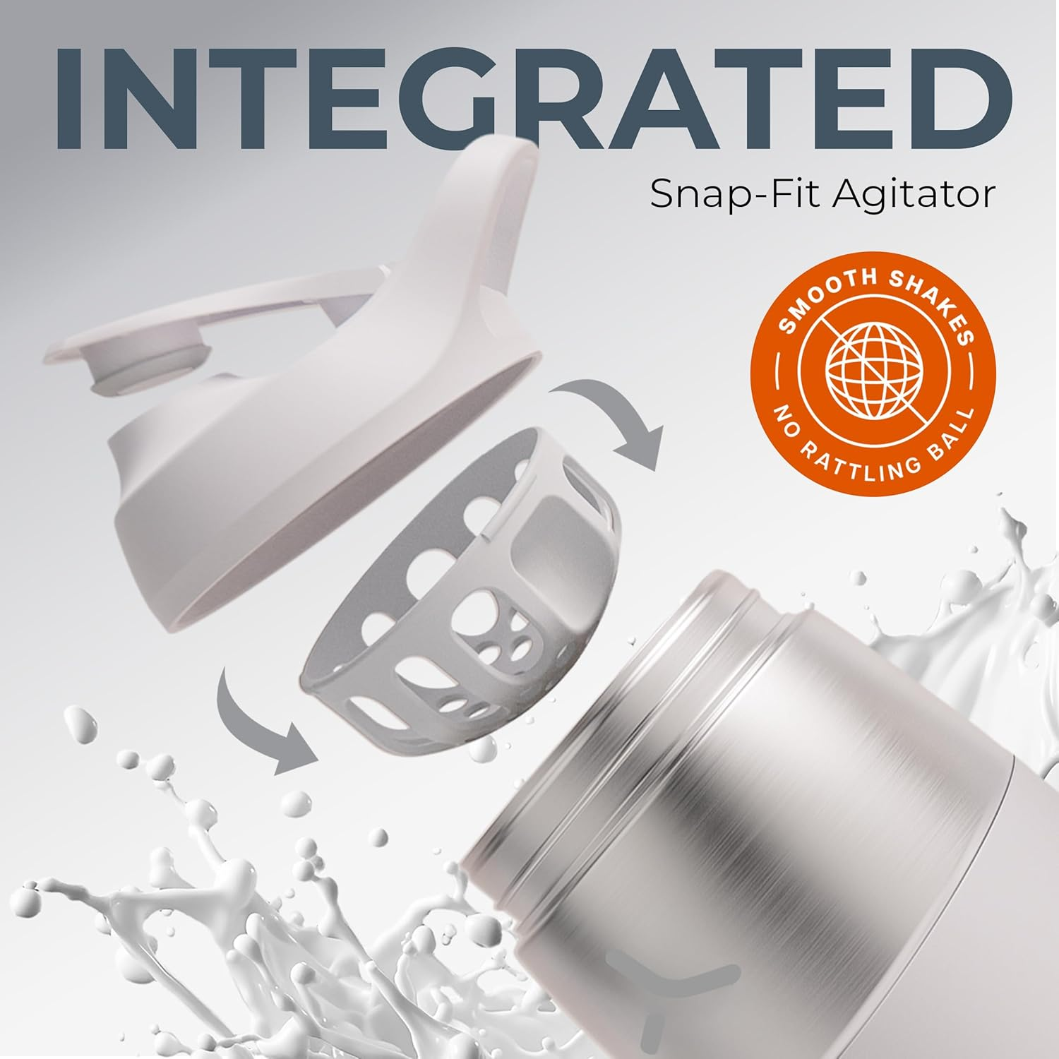 Promixx Pursuit 950Ml Shaker Bottle - Single Wall Stainless Steel Protein Shaker Bottle, Super Smooth Shakes, 32Oz, Ceramic White image number 2