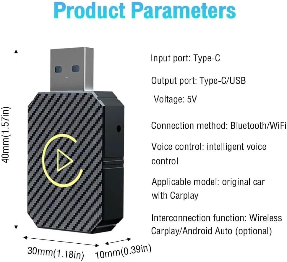STEXX Wireless Carplay & Android Auto Adapter, Converts Wired to Wireless Carplay Adapter Plug & Play Dongle Compatible with Cars from 2016 & Iphone Ios/Android, with USB-C image number 3