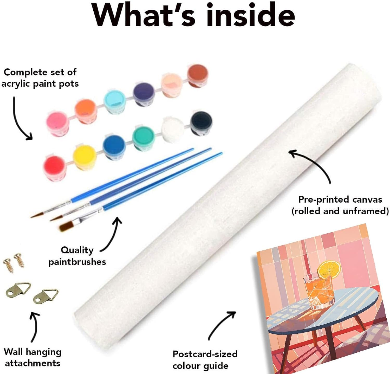 6 Pack Paint by Numbers Kit for Adults, DIY Orange Juice Acrylic Paint by Number Kits on Canvas without Frame, Cocktail Adult Paint by Number Art and Craft for Home Wall Decor 7.8X11.8Inch