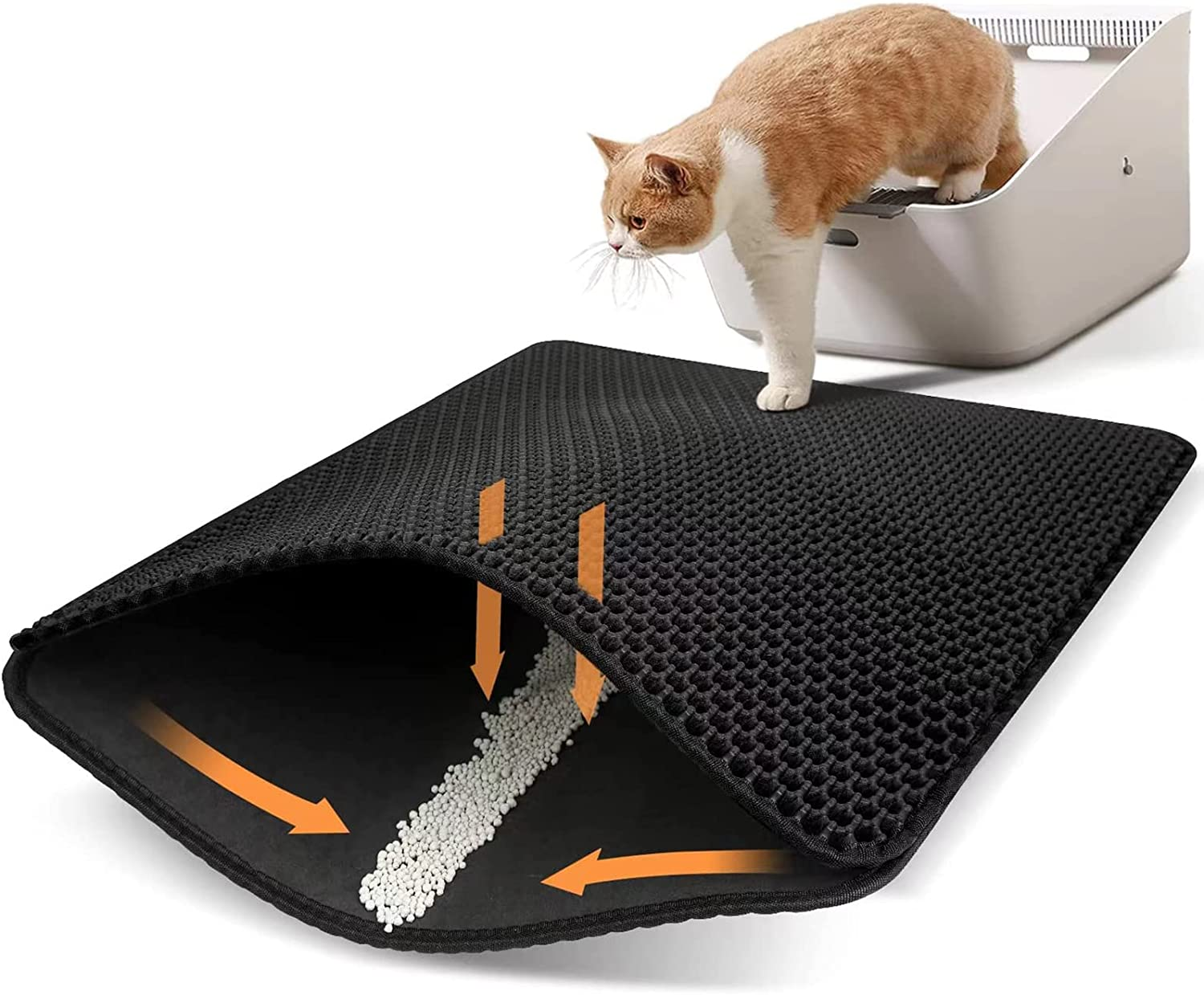 AHYUANBA Cat Litter Mat,Litter Box Mat,Cat Litter Mat Litter Trapping Mat, Urine and Water Proof Material,Easy to Clean and Wash image number 1