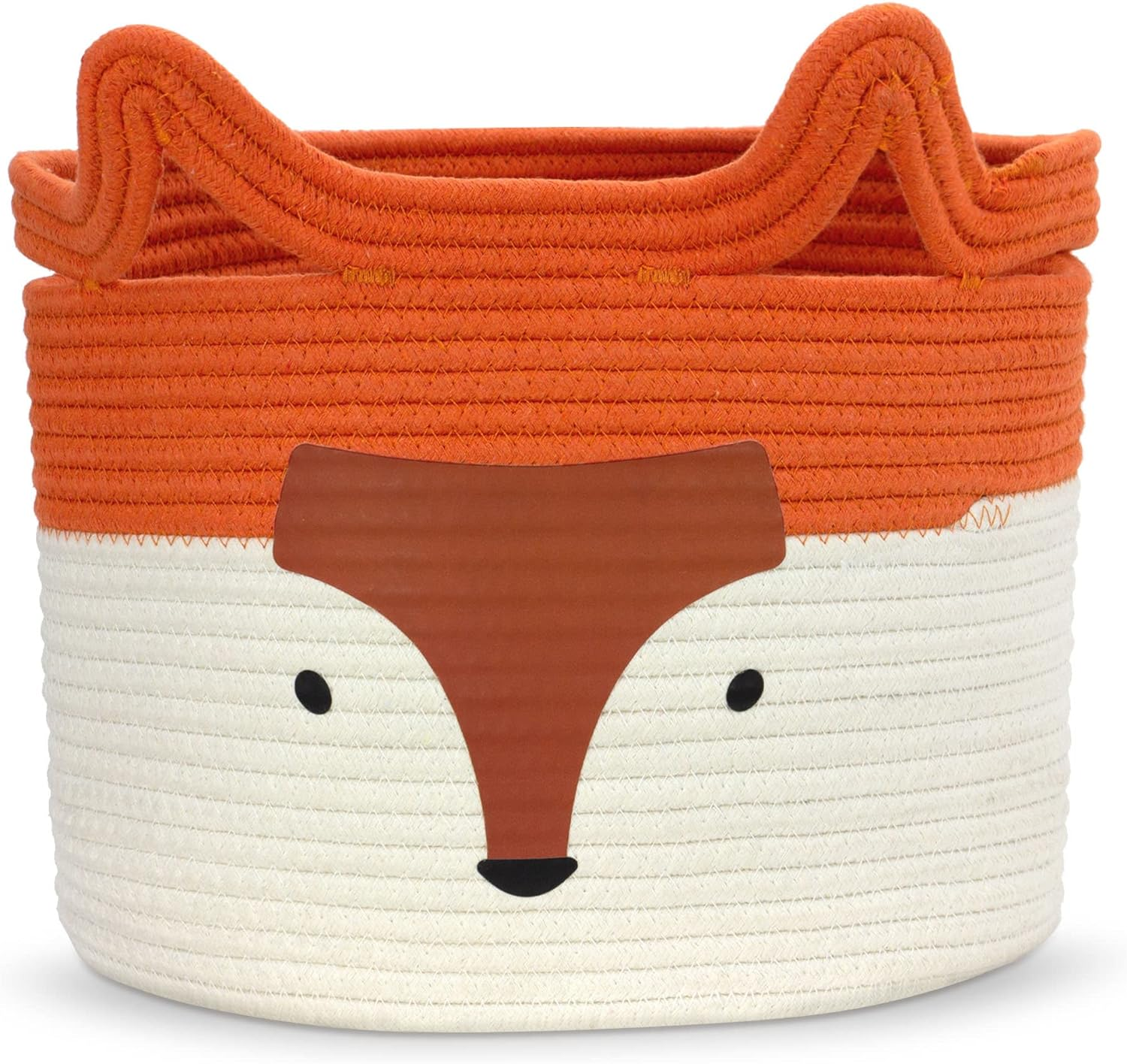 Toy Storage Basket, Kids Laundry Basket Foldable, Baby Hamper Woven Rope Basket for Nursery Cat Decor Bedroom, Toy Storage Box for Boys Girls Dog Cat(Cat,L)