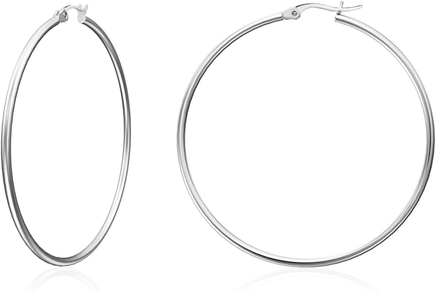 LIAN Gold Hoop Earrings for Women 18K Gold Plated Hoops with Stainless Steel Thin Hoop Earrings 15-60MM Lightweight Large Small Huggie Earrings
