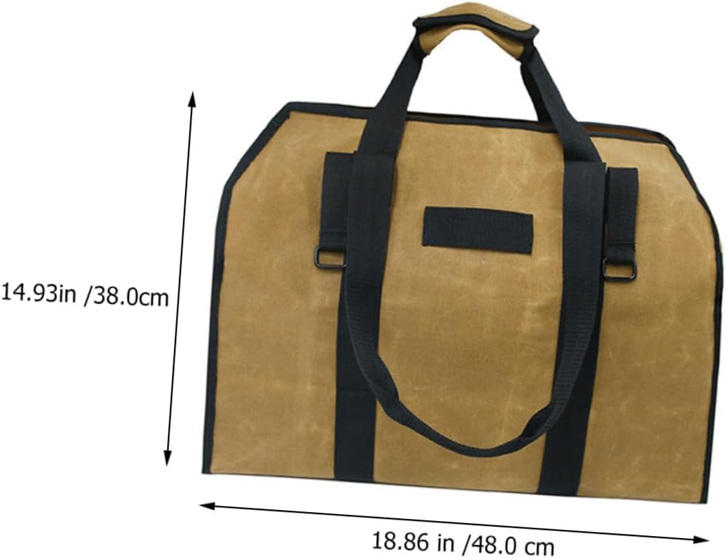 LABRIMP Water-Resistant Canvas Firewood Tote Bag with Metal Buckle Capacity Log Carrier Handbag for Outdoor and Indoor Firewood Storage and Easy Transport