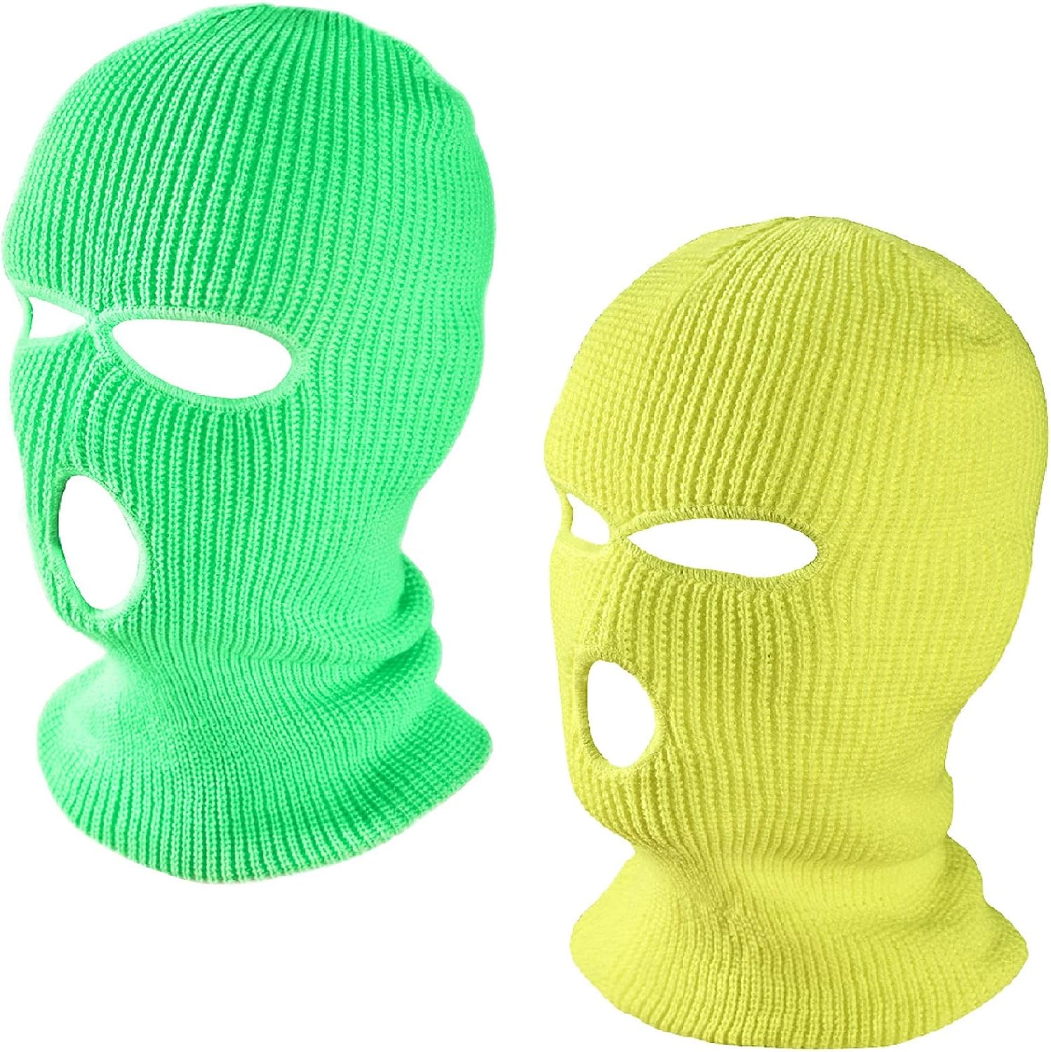 3 Hole Winter Knitted Mask, Outdoor Sports Full Face Cover Ski Mask Warm Knit Balaclava for Adult - Black+Grey image number 6