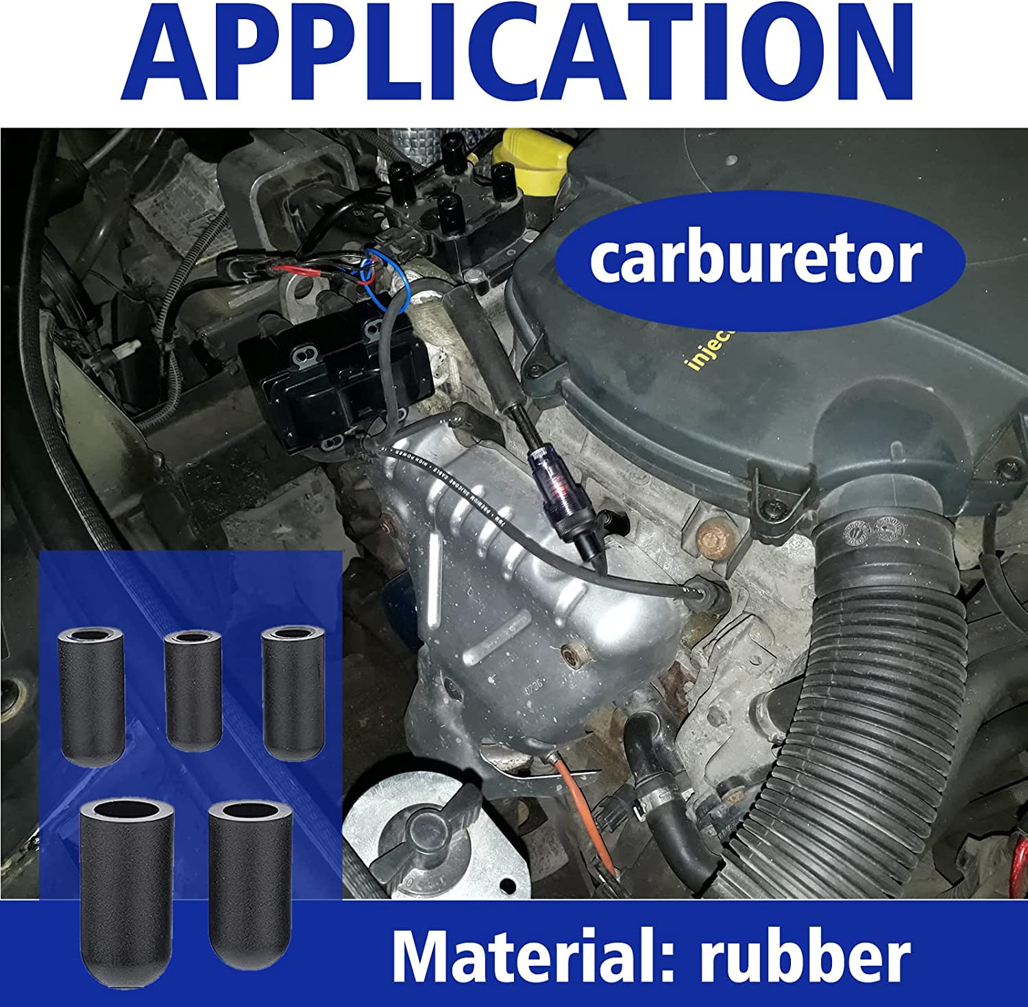 BUSY-CORNER 80 Pieces Vacuum Cap Assortment, Rubber, Dropper ID from 5/32" to 3/8" Sizes, Hose Caps Kit for Carburetor, Manifold (Black)
