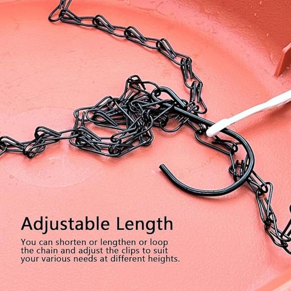 Black Hanging Basket Chain,8 Pcs Decorative Plant Hanging Chains with Hooks, Adjustable Replacement Plant Hanger Chain 3 Point to Hang Planters Flower Pots Bird Feeders Lantern Lamp
