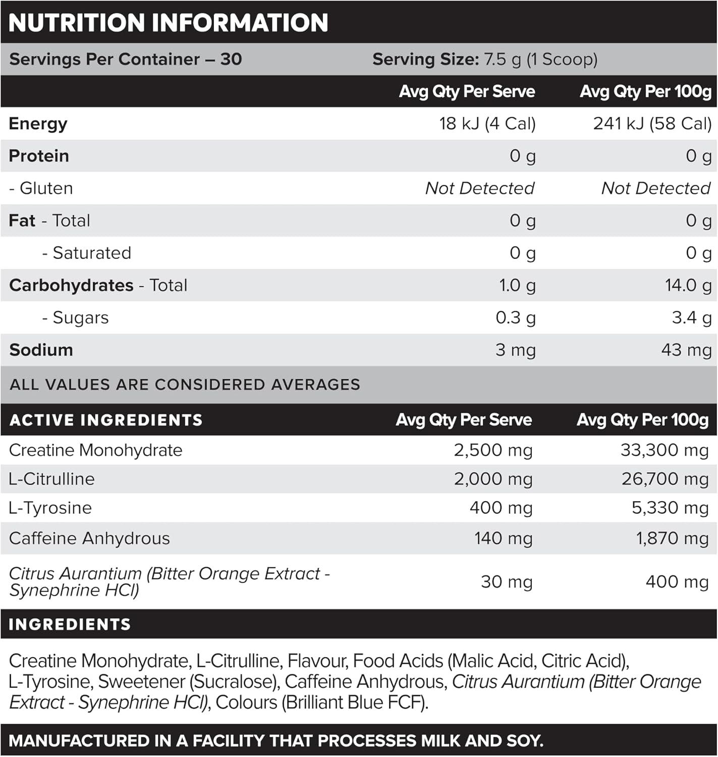Muscle Nation Pre-Workout Lemonade Legacy Sport 225G (30 Serves)