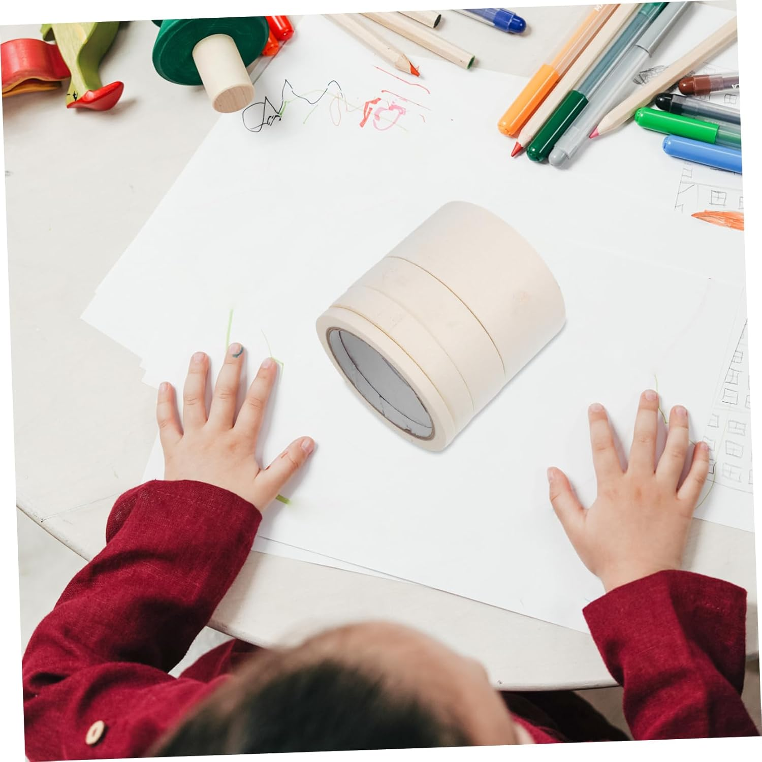 4Rolls Automotive Masking Paper High-Temperature Tape for Painting Drafting and Art Projects image number 1