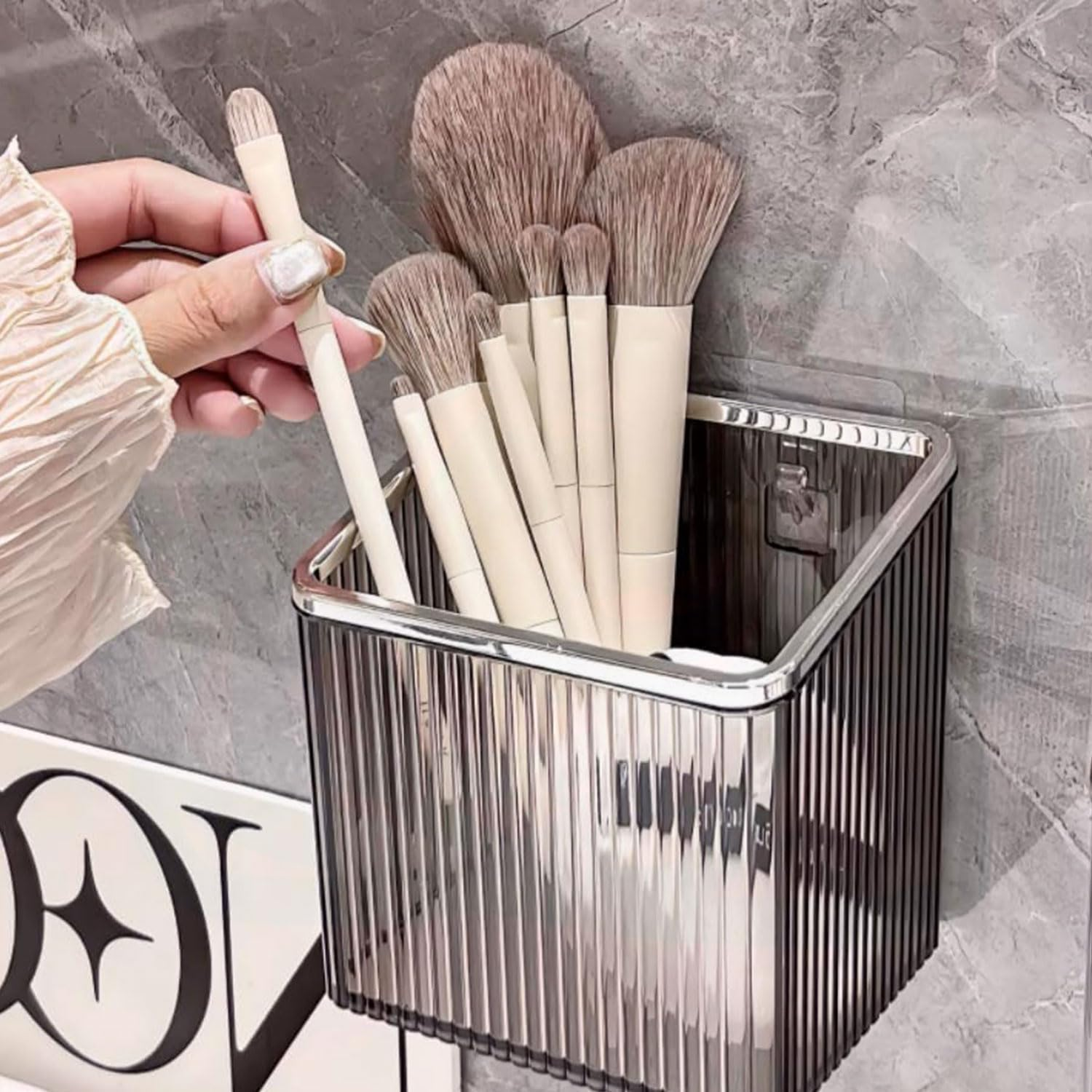 YIRANJIA 2-Pack Adhesive Shower Organizer for Bathroom Tooth Brush,Toothpaste,Razor,Makeup Brush,Cosmetic Bucketsilver image number 1