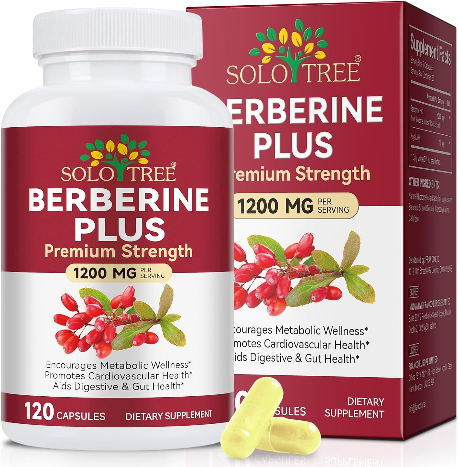Berberine plus 1200 Mg | Premium Strength Herbal Supplement | 2-Month Supply | Non-Gmo, Gluten Free | 120 Capsules image number 3