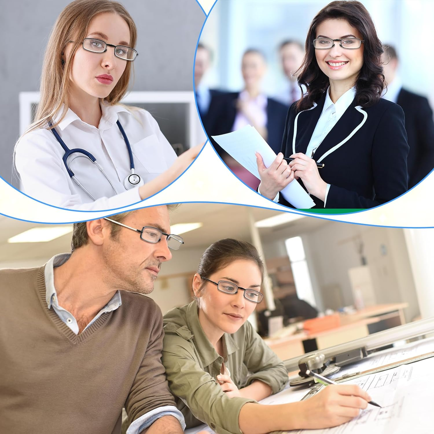 Coume 6 Pack Foldable Reading Glasses with Magnetic Glasses Case Spring Hinge Readers Blue Light Blocking for Men Women image number 1