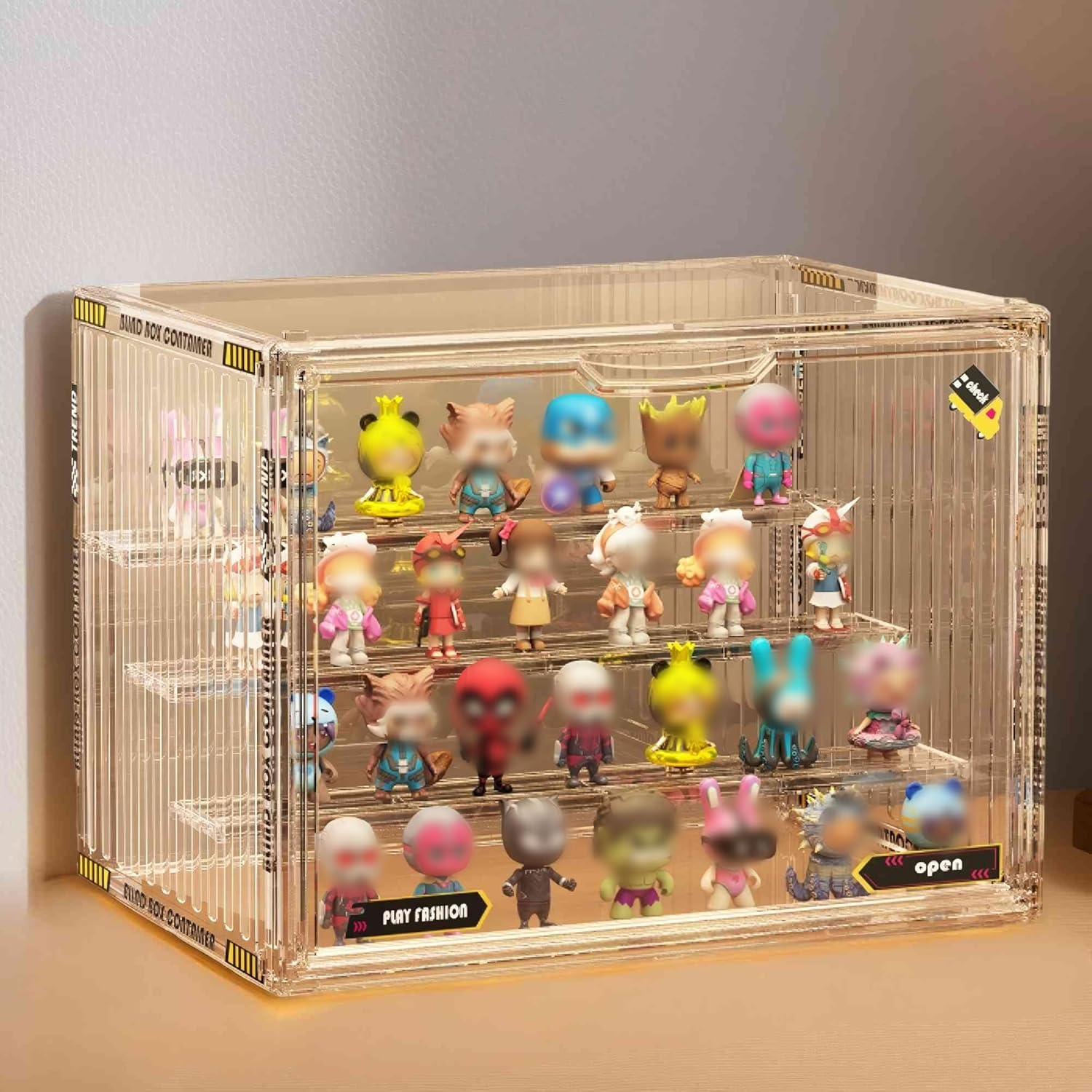 Clear Acrylic Display Cases for Figures, 4 Tiers Display Boxes with 3 Movable Plates for Collectibles image number 3