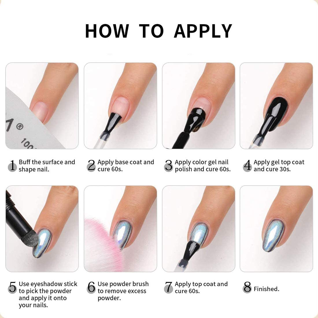 Chrome Nail Powder Pen - Air Cushion Nail Powder Pen with Mirror Effect Glitter Nail Art Pens Eyeshadow Pens image number 3