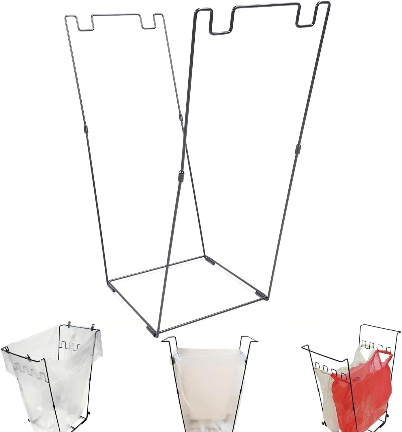 Metal Trash Bag Holder, Outdoor Leaf Bag Support Stand, No Assembly Needed, Holds for 30-45 Gallons Bag, Garden Garbage Bag Holder Frame for Camping Yard Parties image number 5