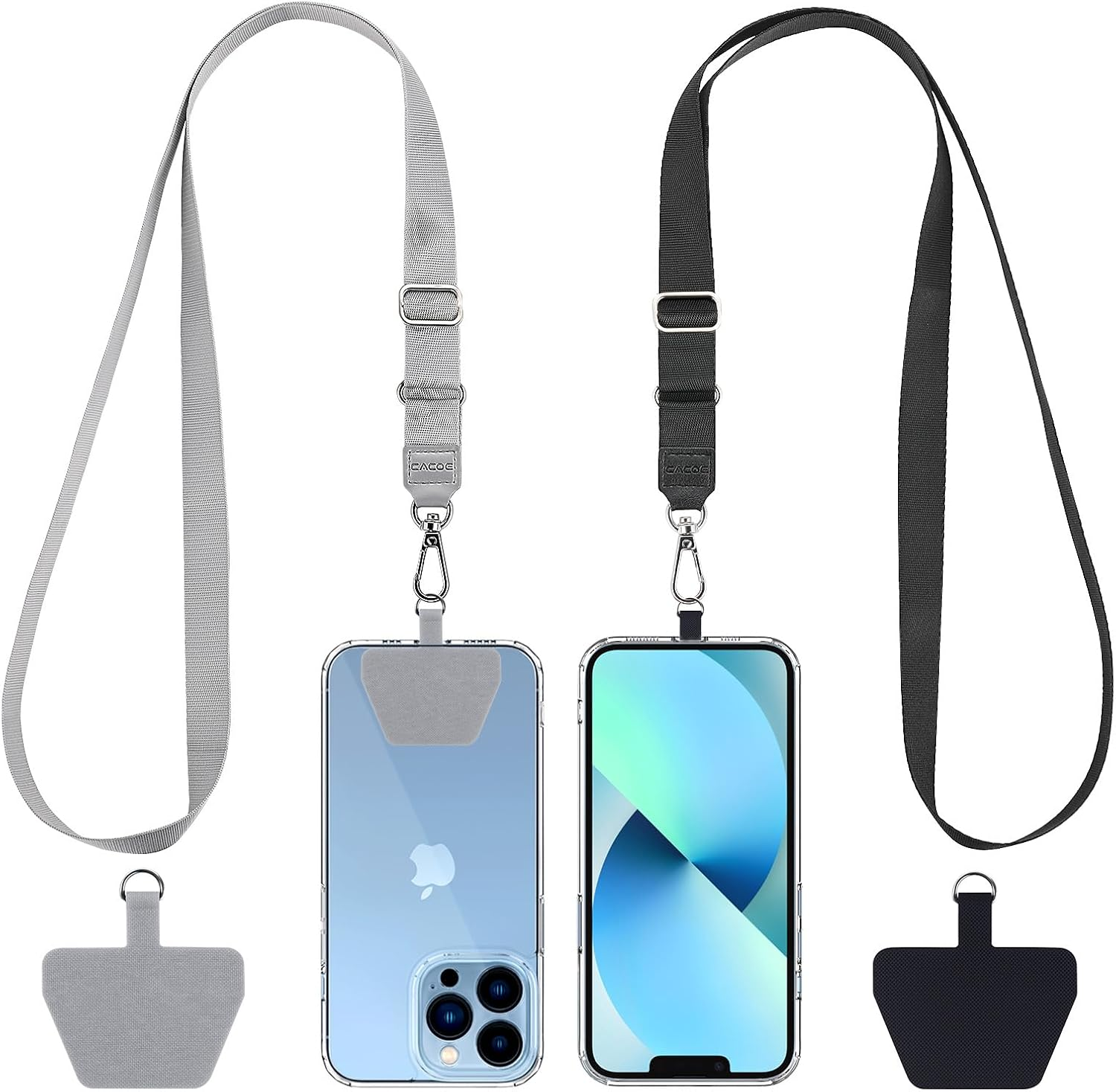 CACOE Universal Mobile Phone Lanyard, 2 Pcs Adjustable Collar Lanyard and Durable Patches, Mobile Phone Neck Strap Compatible with Most Smartphones