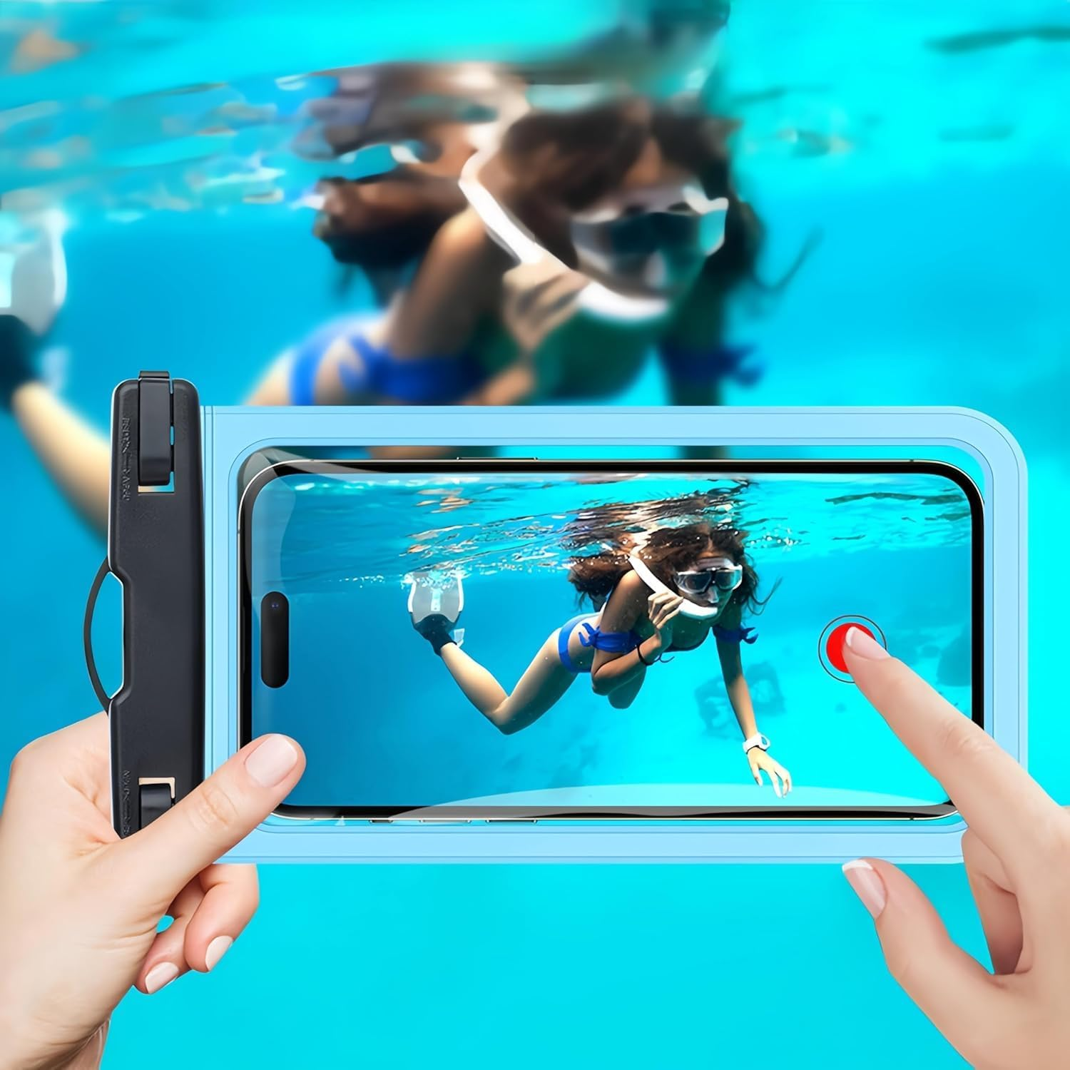 Diving Mask, Dry Top Snorkel Set, 180&deg; Panoramic Wide View, Anti-Fog Scuba Diving Mask Goggles Tempered Glass, Professional Snorkeling Gear with Waterproof Phone Pouch for Adults and Youth image number 5