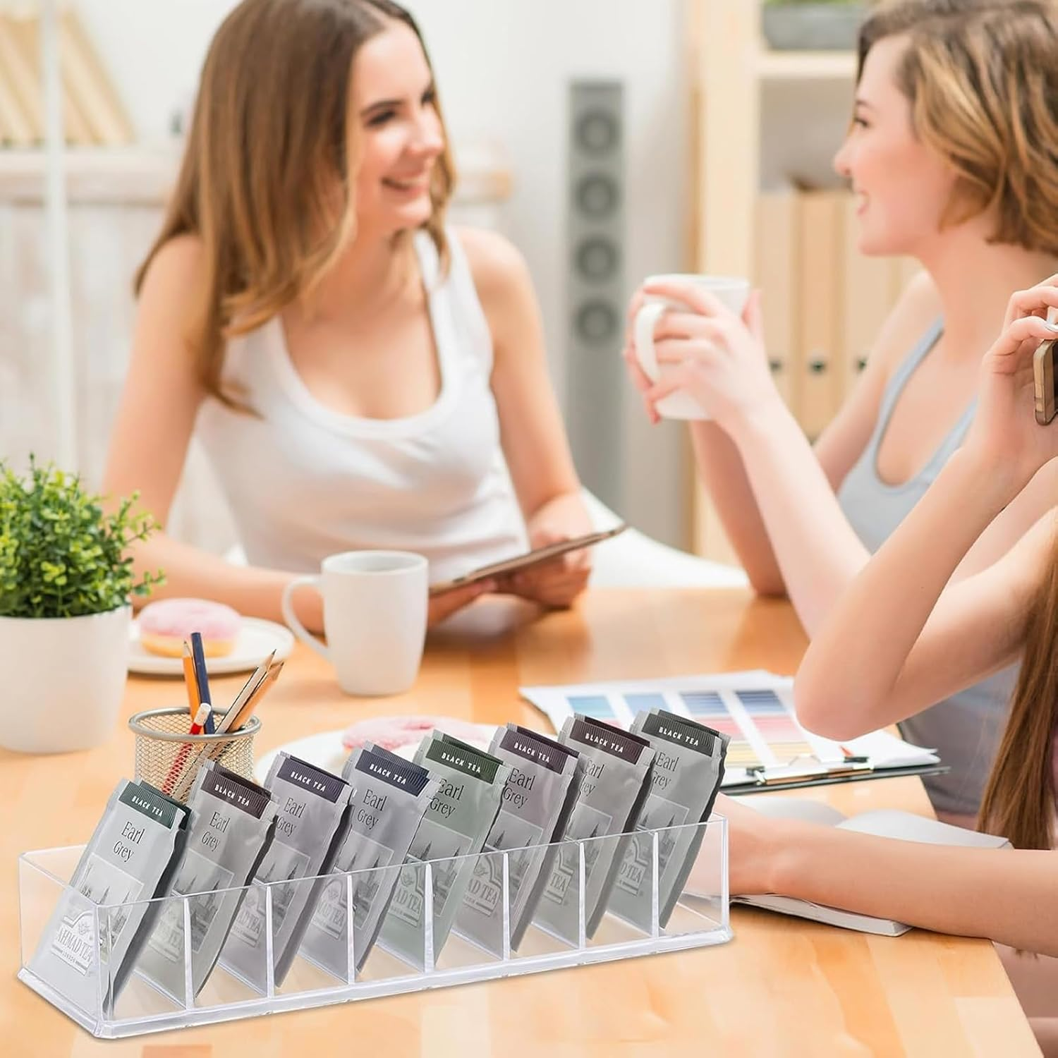 2 Pack Tea Bag Organizer, Clear Tea Bag Holder Tea Packet Storage Multi-Use Organizer for Tea Bags Spices Coffee Pods & Herbs for Drawer Pantry Kitchen Cabinet Countertop image number 4