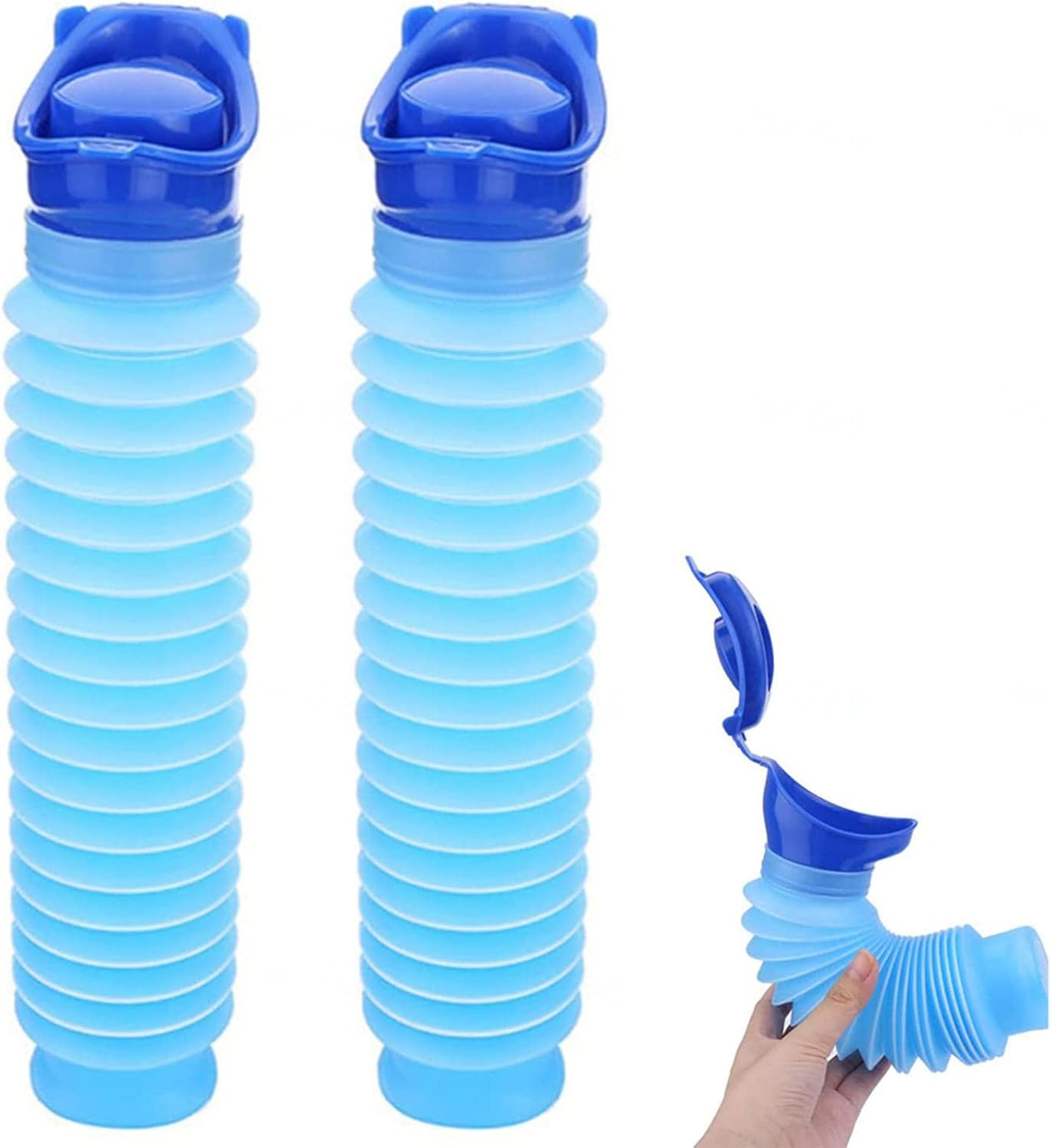 2PCS Men&rsquo;S Pocket Toilet, Emergency Urinal Portable and Reusable Outdoor Shrinkable Urinal, Unisex Portable Mobile Toilet Potty Pee Urine Bottle for Camping Travel Traffic Jam and Queuing image number 3