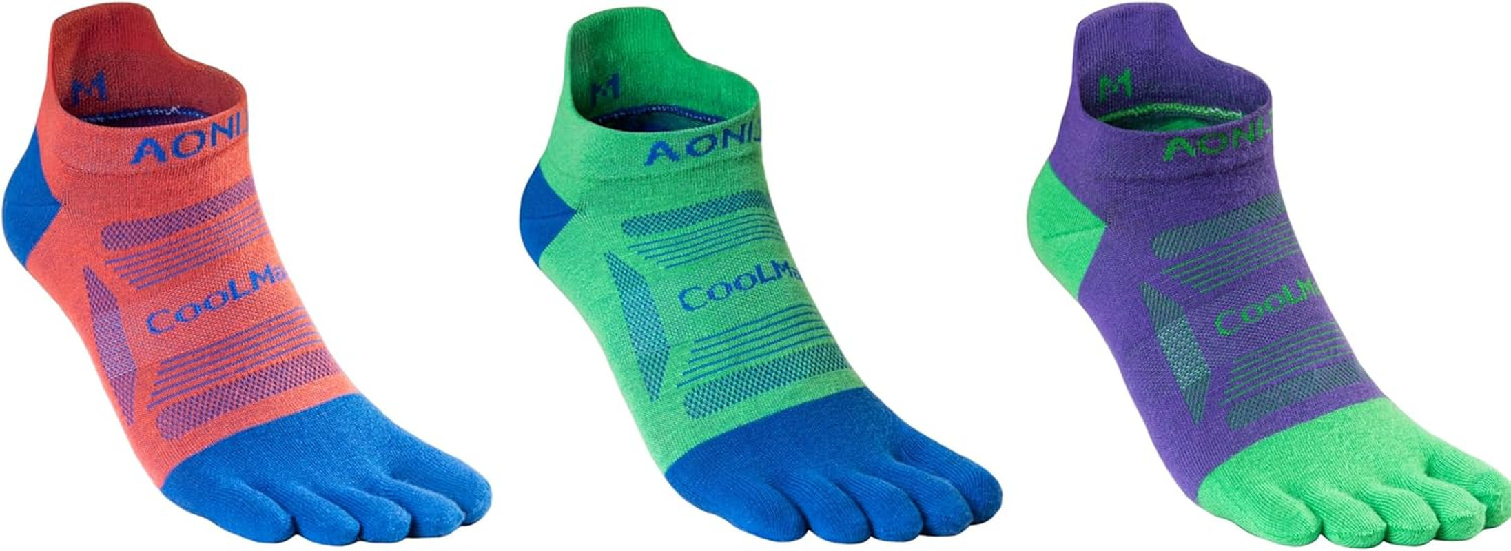 3 Pairs Five Finger Toe Socks Running Anti-Blister Sweat Wicking Quick-Dry Breathable Sport Socks Crew Socks