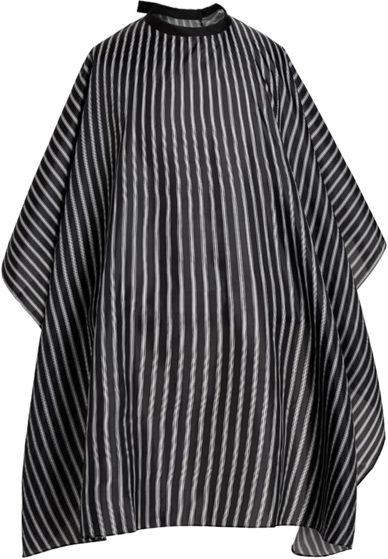 Professional Waterproof Hair Styling Cape Nylon Haircuting Salon Cape Gown Hair Salon with Snap Closure - 50" X 60" White Stripes