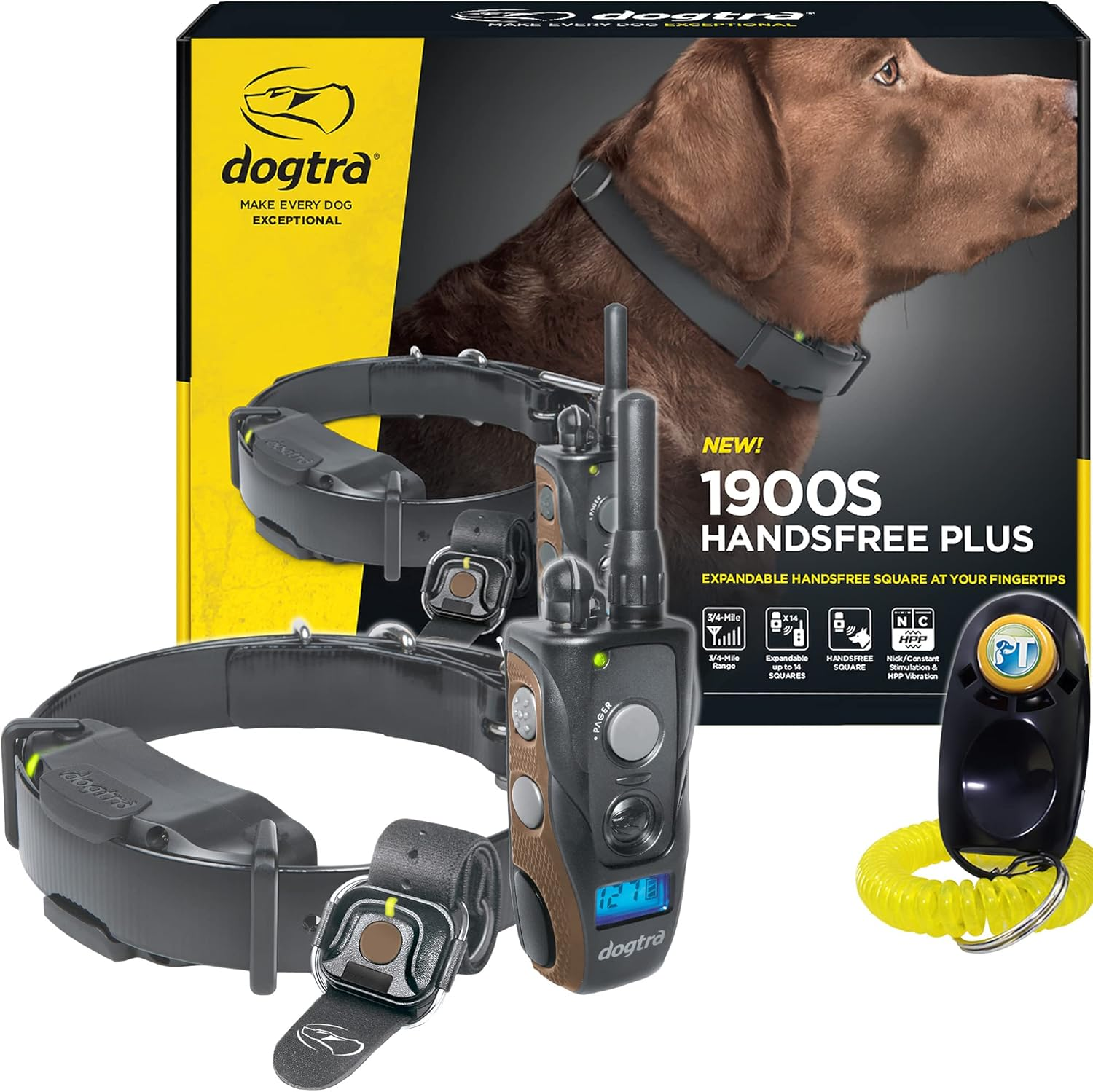 Dogtra 1900S HANDSFREE Remote Training Collar - 3/4 Mile Range, Waterproof, Rechargeable, Shock, Vibration, Hands Free Remote Controller - Includes Petstek Dog Training Clicker image number 4