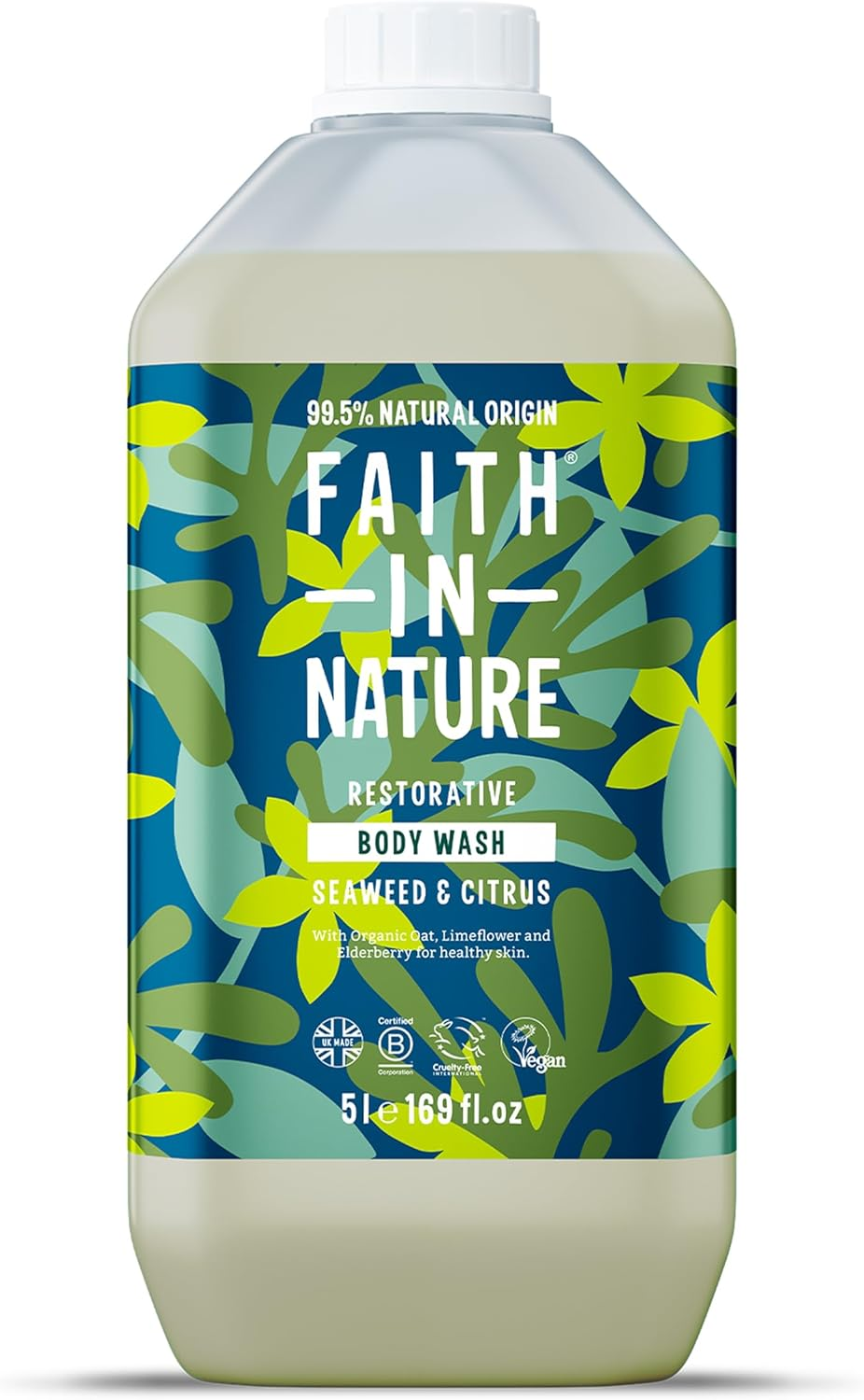 Faith in Nature Natural Wild Rose Body Wash, Restoring, Vegan and Cruelty Free, No SLS or Parabens, 400Ml - 5 L (Pack Of 1), Citrus