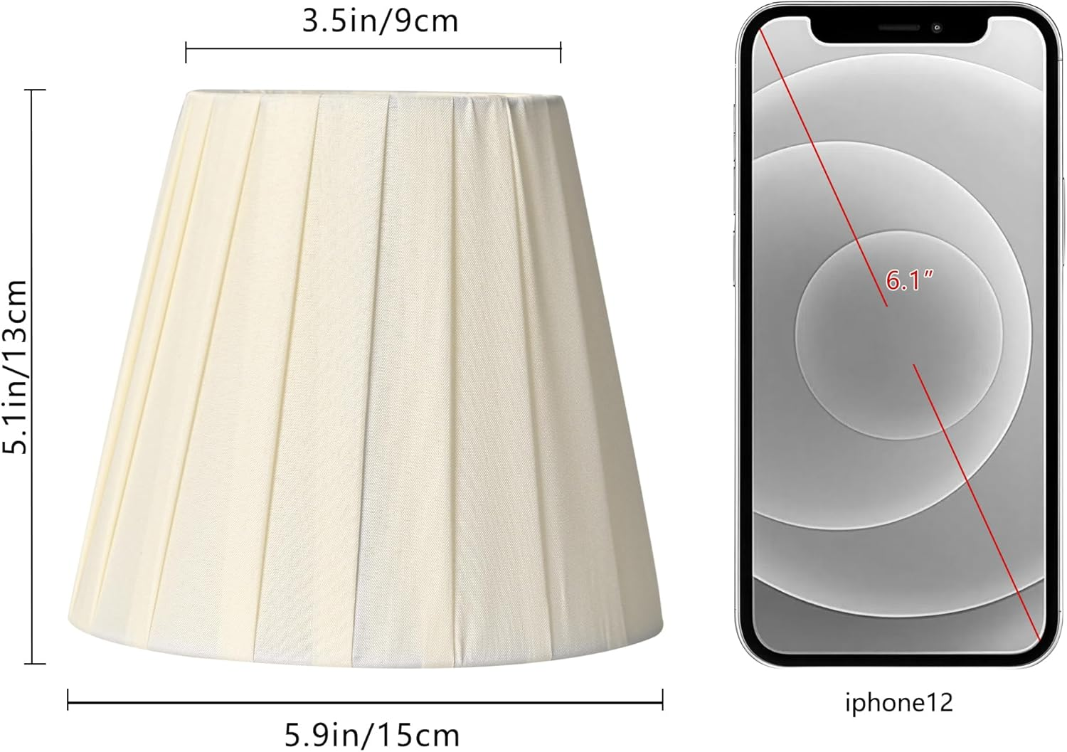 Clip on Lamp Shades Set of 6, Pleated Beige Small Empire Fabric Replacement Shades for E14 Candelabra Bulbs &ndash; for Chandeliers, Wall Sconces & Table Lamps image number 6